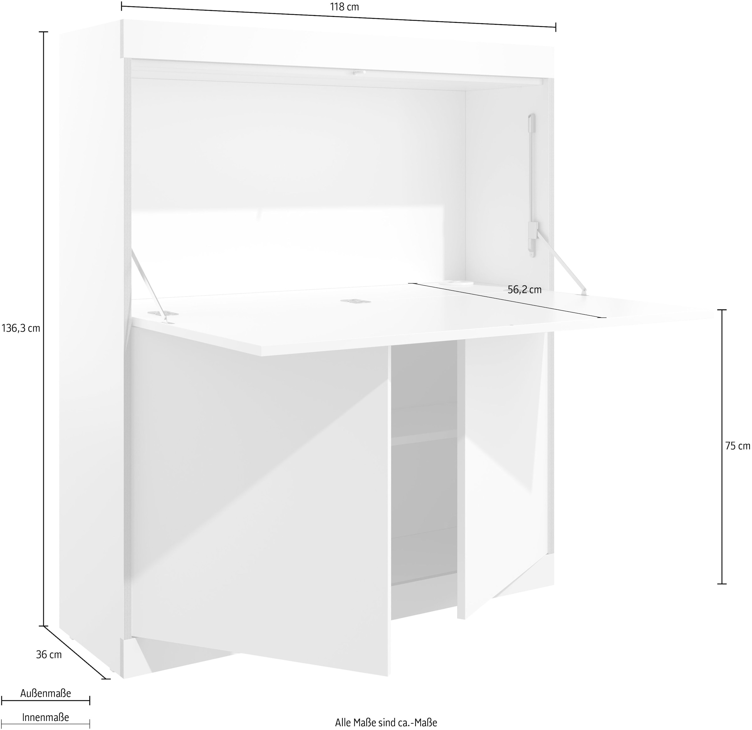 Müller SMALL LIVING Sekretär »FLAI Home-Office kompakt«, drei Rückwände: Melamin, magnetisch oder mit 6mm dickem Bulletin Board