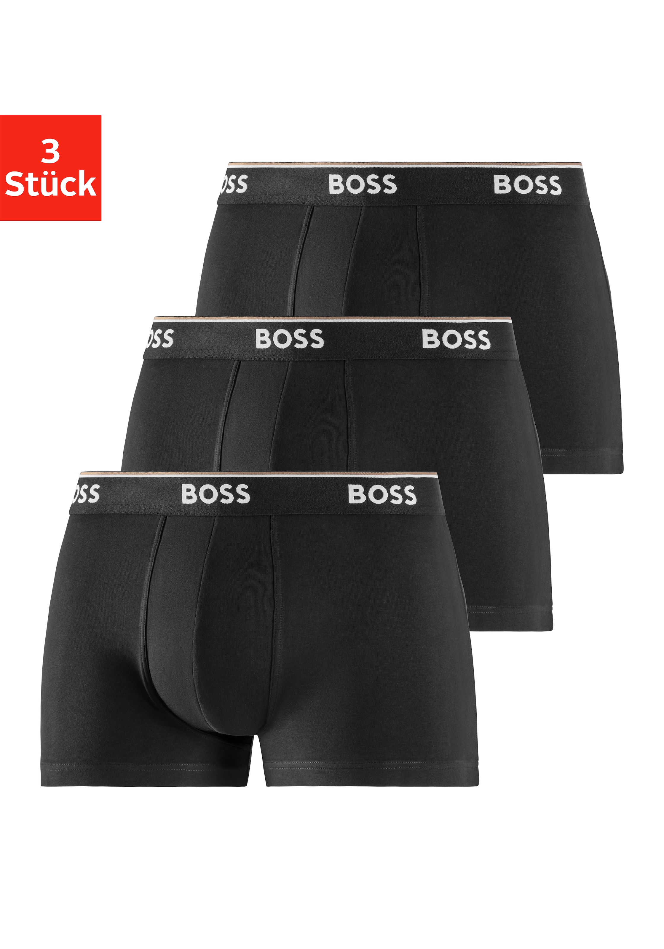 Boxer, (Packung, 3 St., 3er-Pack), mit BOSS Schriftzug auf dem Bund