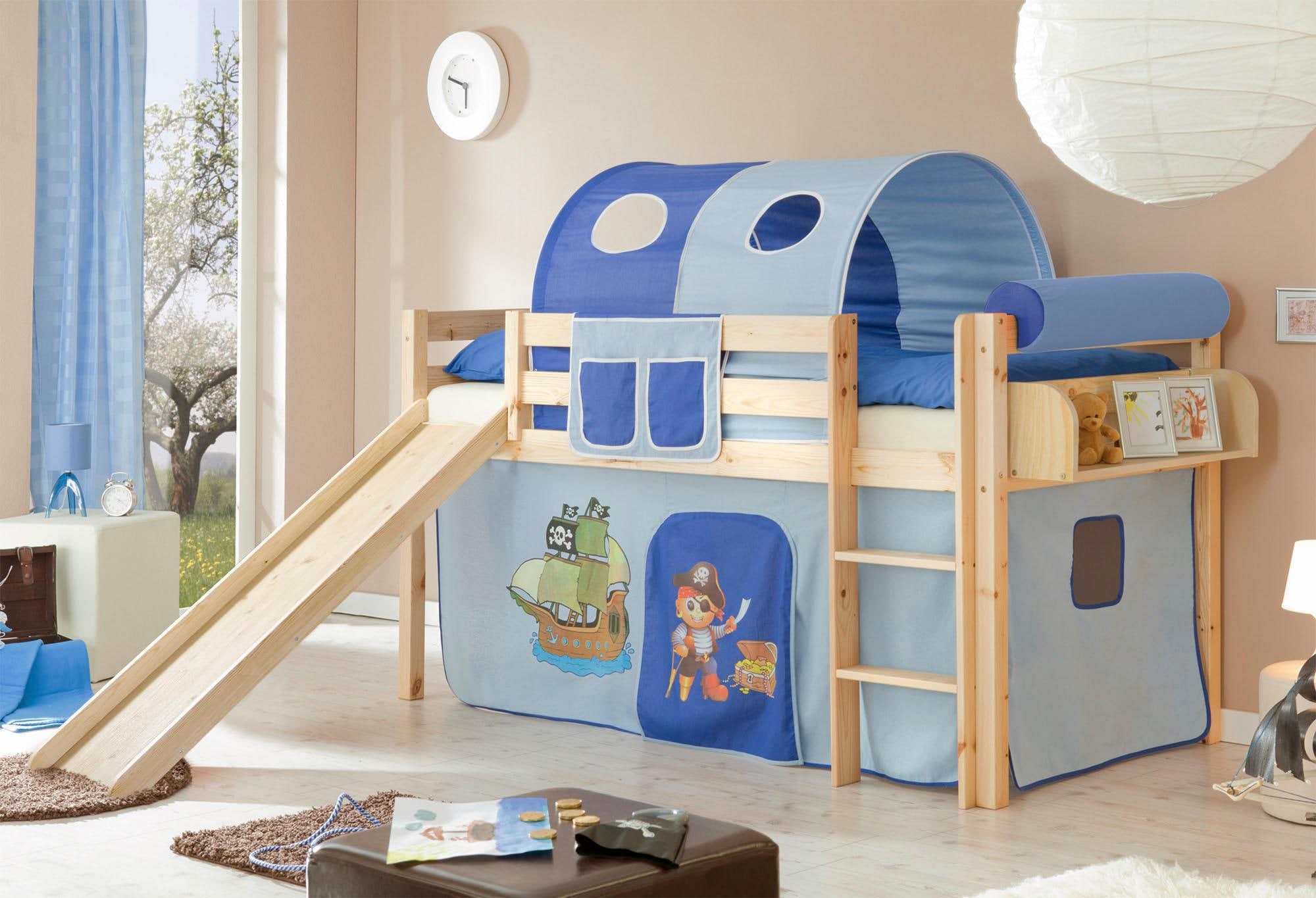 Ticaa Hochbett »Manuel«, mit Rollrost, Kiefer massiv natur oder weiss