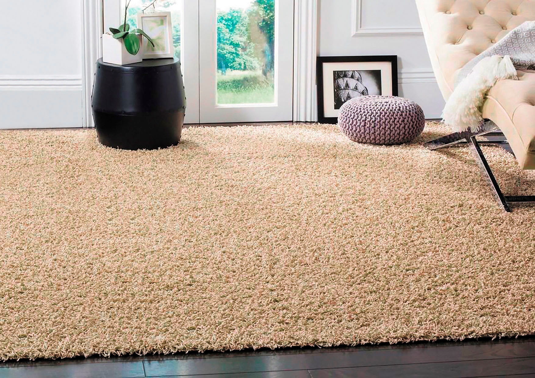 andas Hochflor-Teppich »Tretten«, rechteckig, 30 mm Höhe, Shaggy, Uni Farben, weich & kuschelig, pflegeleicht, Wohnzimmer