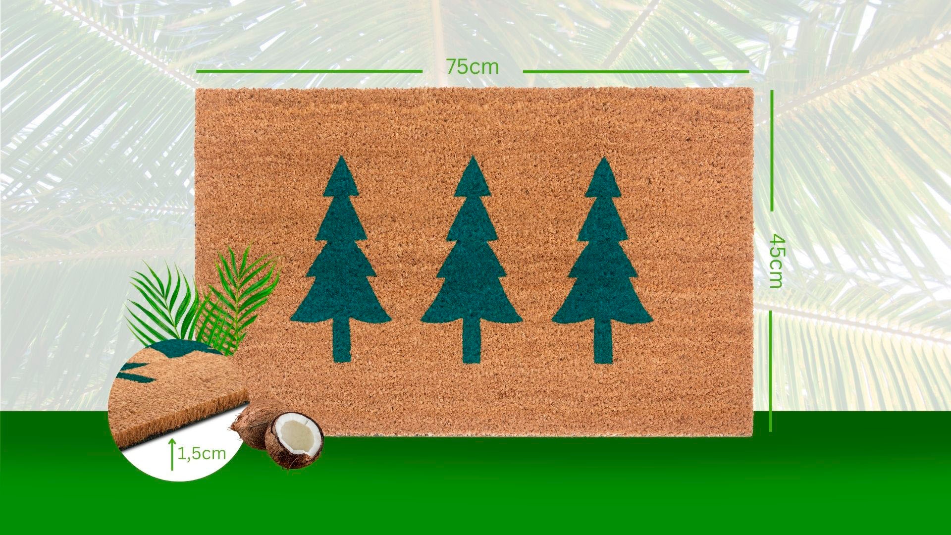 HANSE Home Fussmatte »Mix Mats Kokos Pine Trees«, rechteckig, 15 mm Höhe, Weihnachten, Schmutzfangmatte, Outdoor, Rutschfest, Innen, Kokosmatte