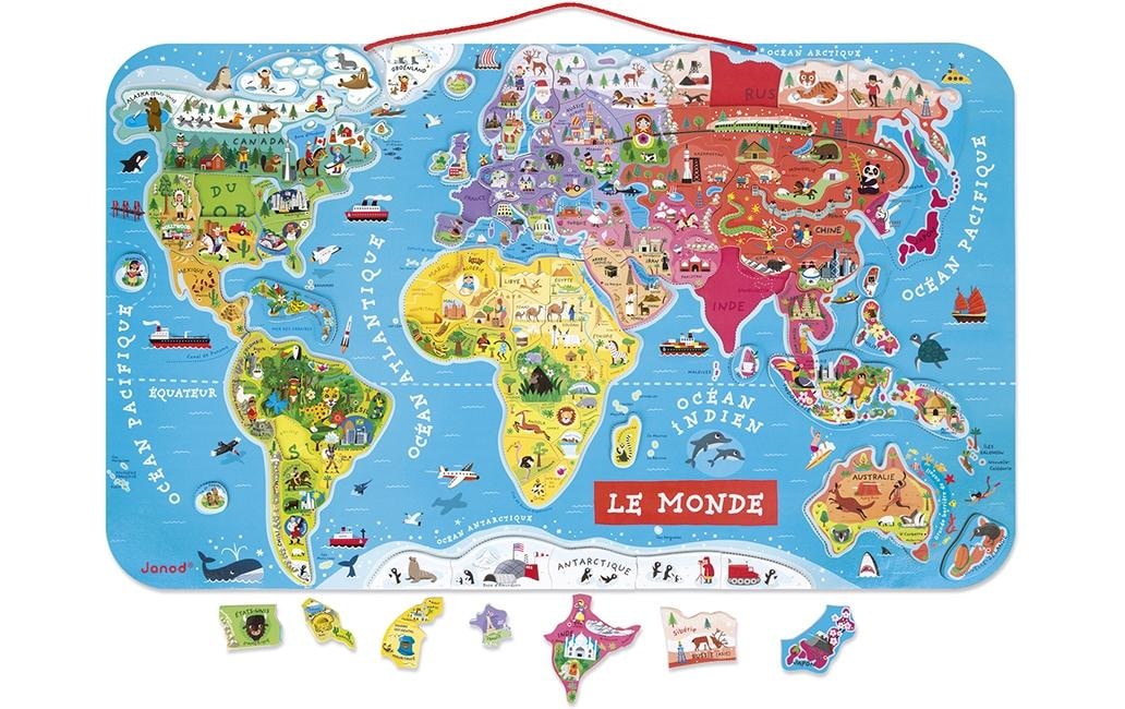 Janod Puzzle "Janod Holz-Puzzle Magnetpuzzle Welt"
