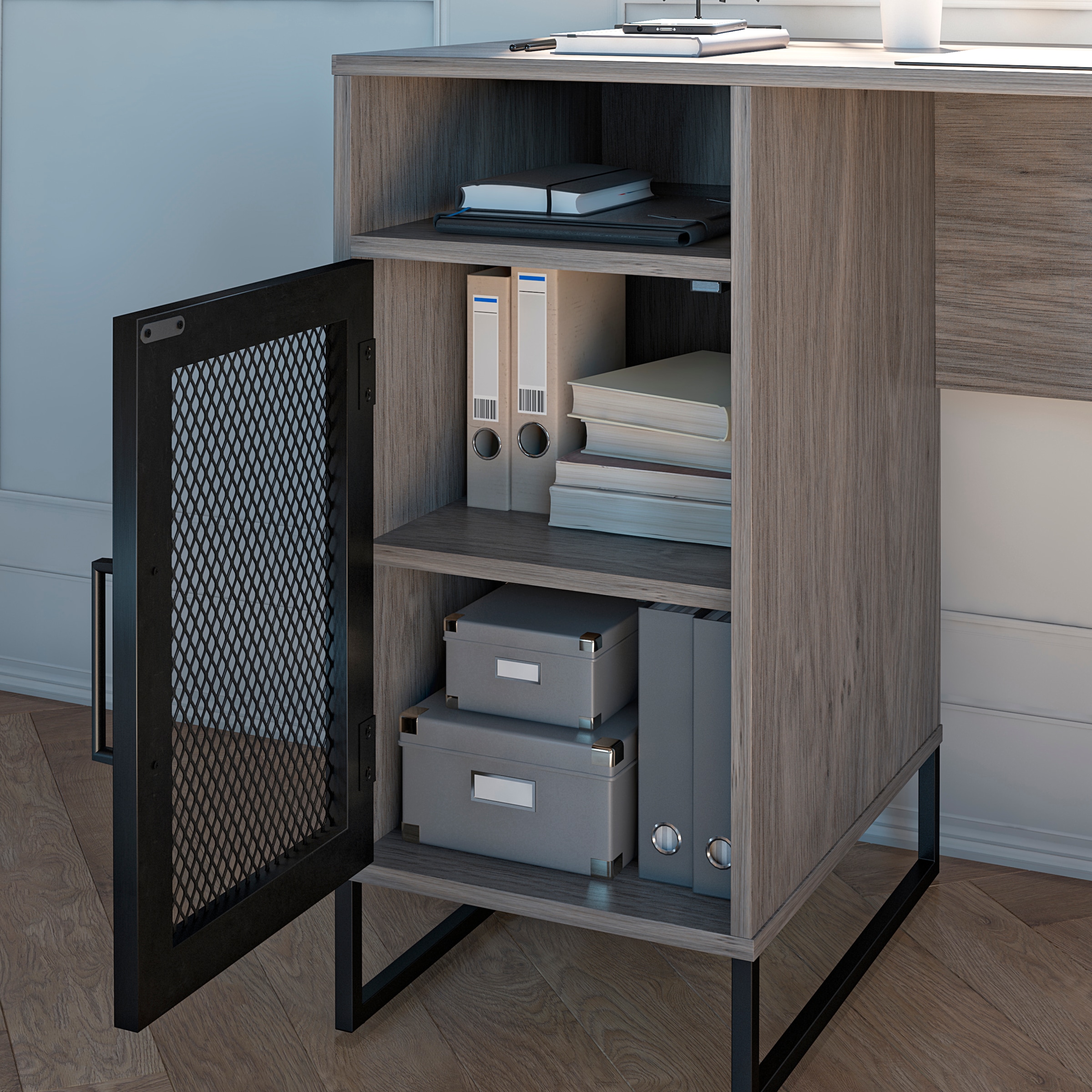 Dorel Home Schreibtisch »Purdue«, (1 St.), Tür mit Magnetverschluss, Gestell aus Metall, Höhe 76,5 cm
