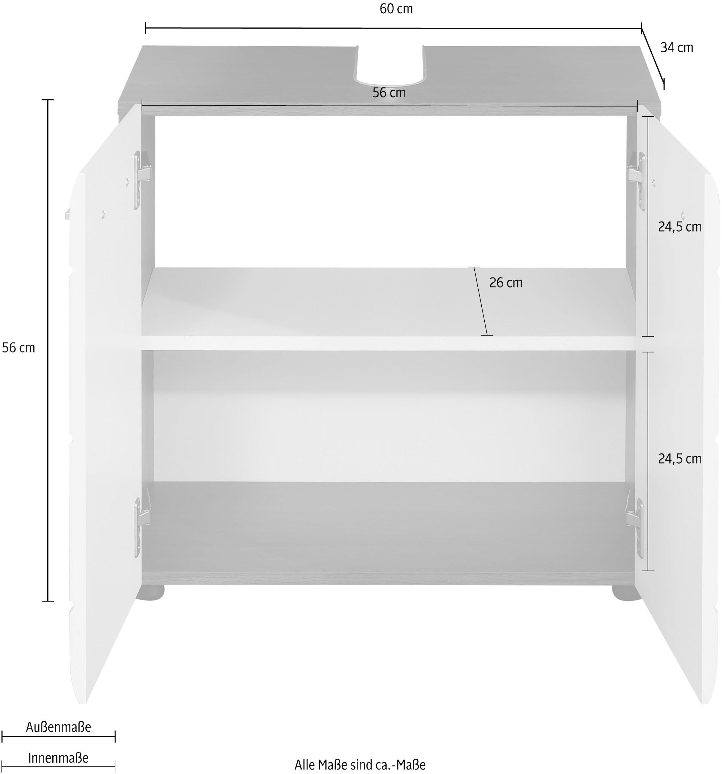 INOSIGN Waschbeckenunterschrank »Sovana«, Waschtisch mit verstellbarem Fach - Masse (B/T/H) 60/31/56 cm