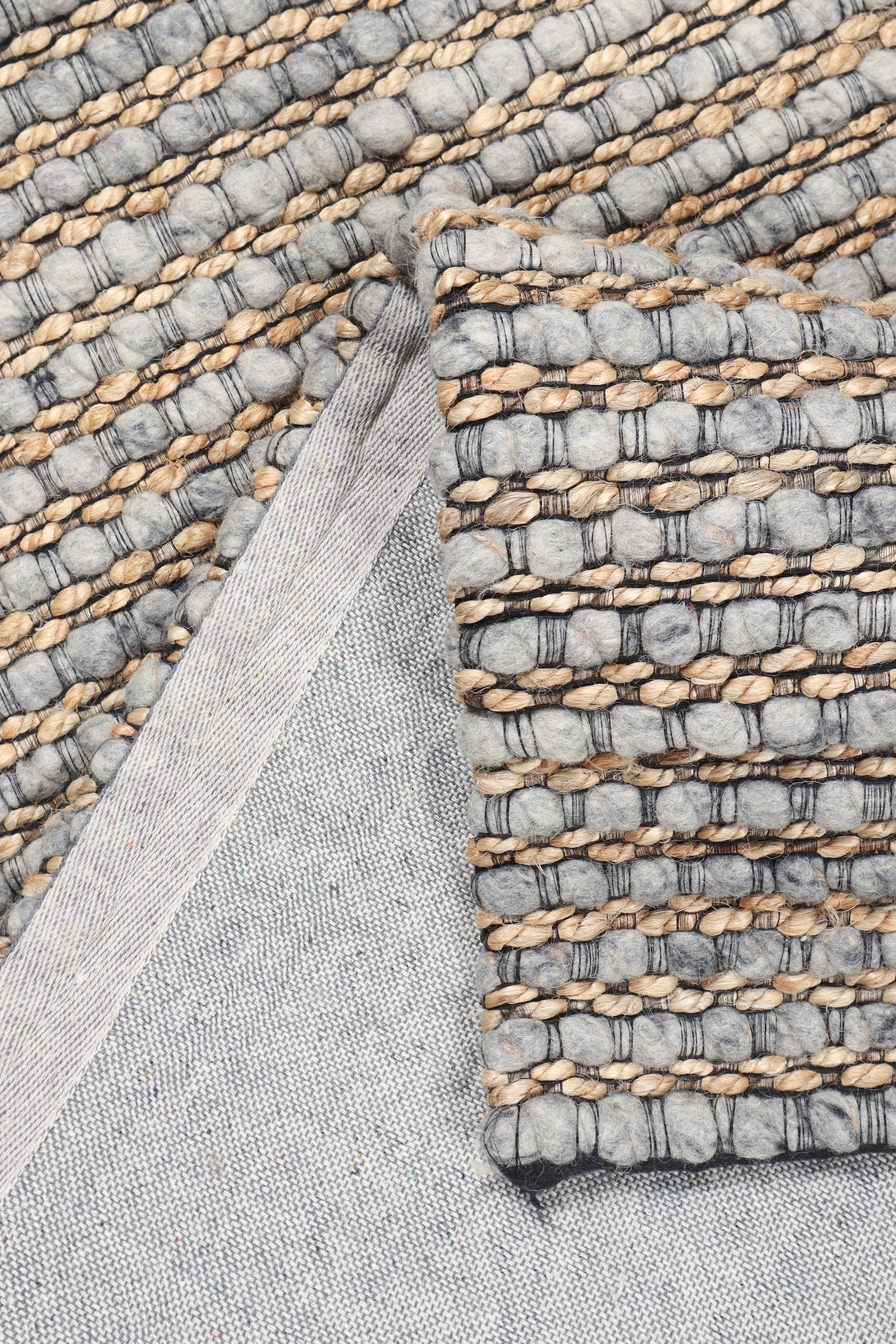 my home Wollteppich »Leevy, Wolle und Jute, handgewebt, Handweb Teppiche«, rechteckig, 25 mm Höhe, schöne Streifenoptik, Wohnzimmer, Schlafzimmer, Esszimmer