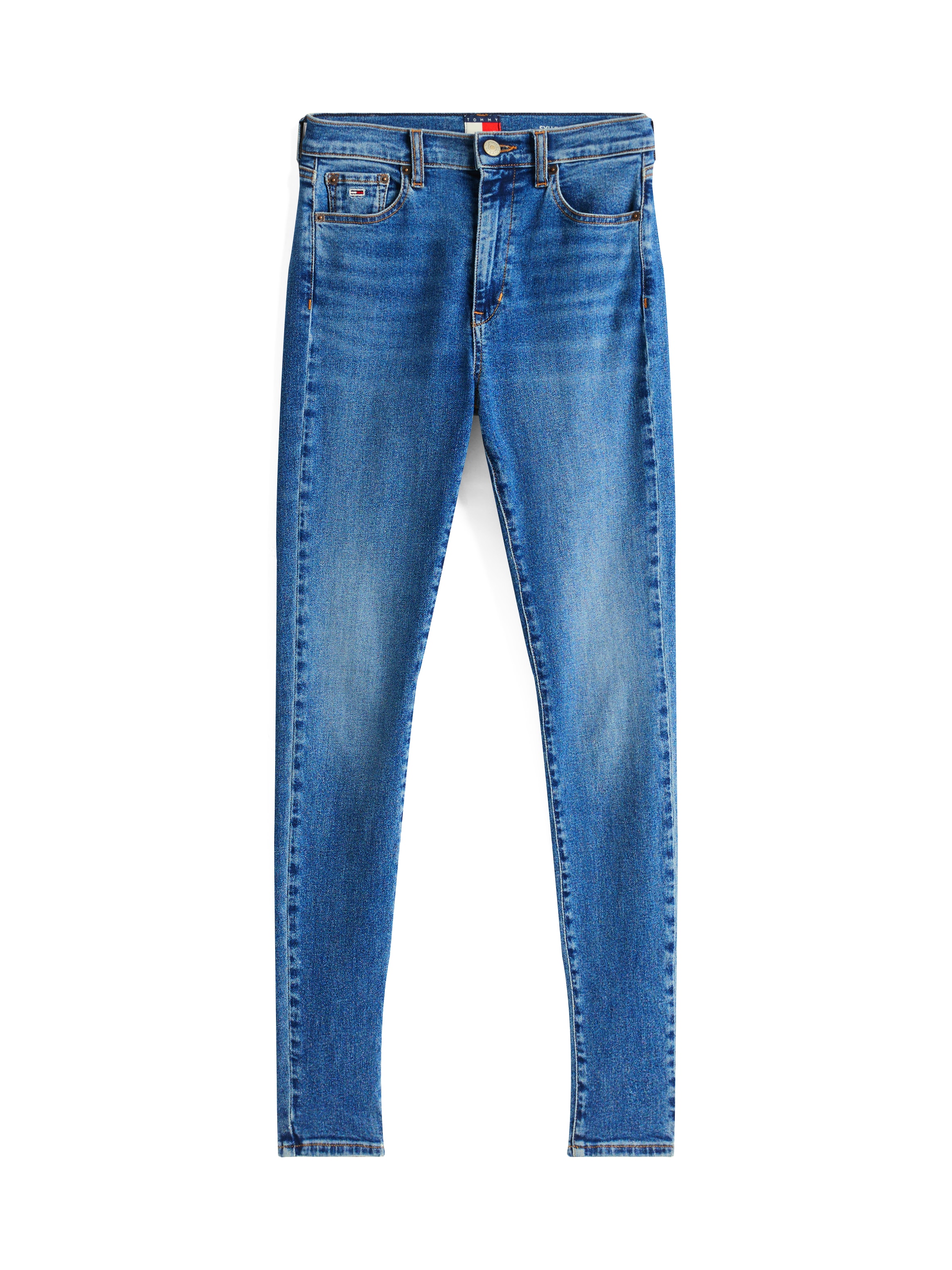 Tommy Jeans Bootcut-Jeans »SYLVIA HGH FLR«, Weite Beinform und Logo Stickerei auf der Gesässtasche