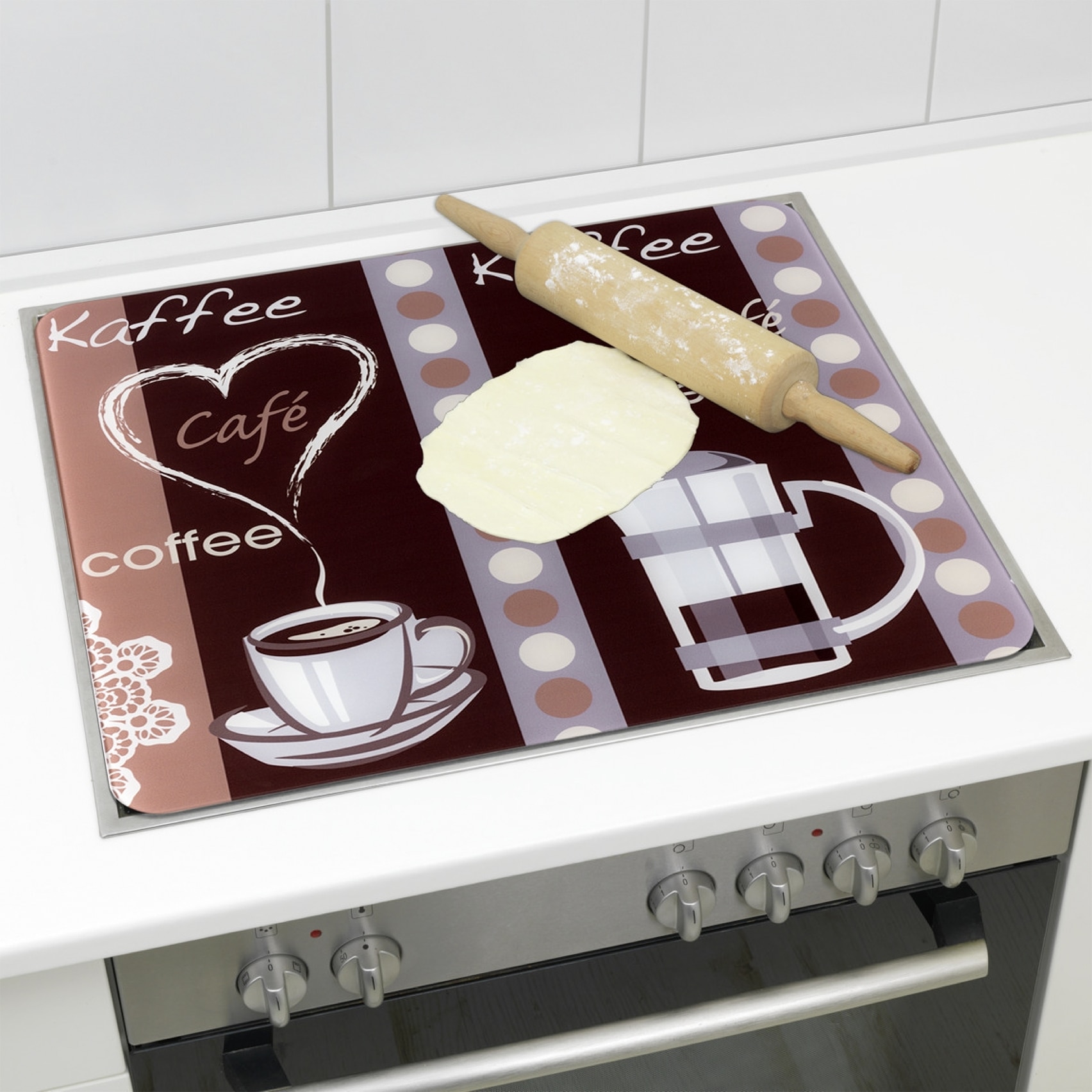 Maximex Schneide- und Abdeckplatte »Modell Kaffeeduft«, Spritzschutz, Herdblende, Schneidbrett, für Glaskeramik-Kochfelder