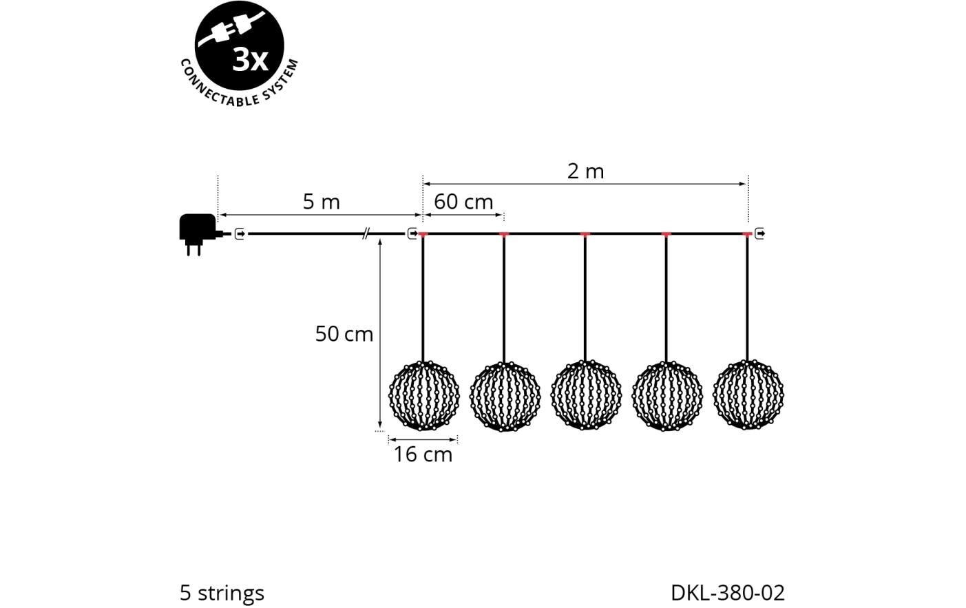 STT LED-Lichtervorhang »Royal Ball Set 5pcs L«, 750 St.-flammig