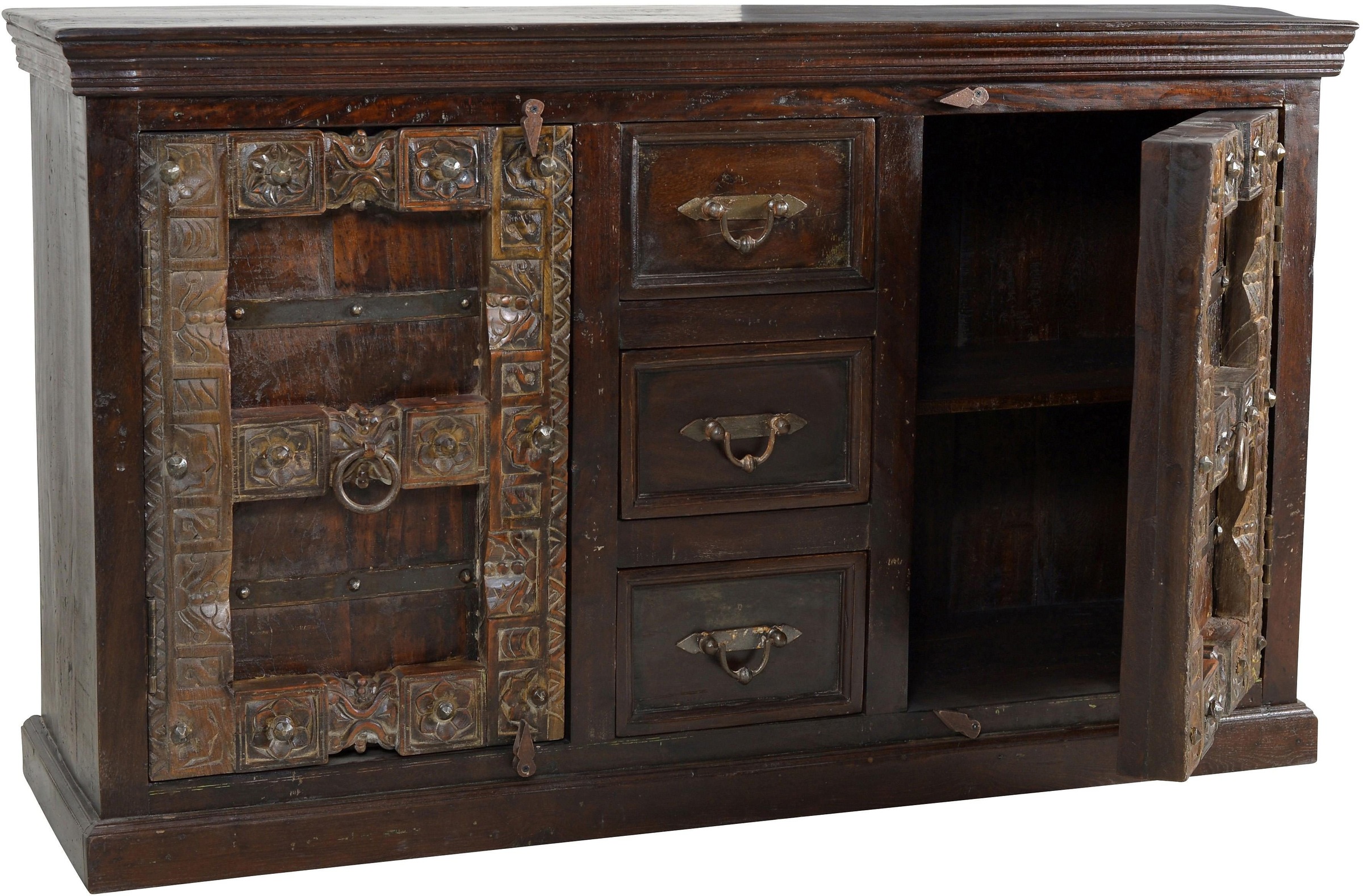 SIT Sideboard "Pontevedra aus Altholz mit Schnitzereien" Handgefertigte Schnitzereien mit einzigartigem Unikat-Charakter