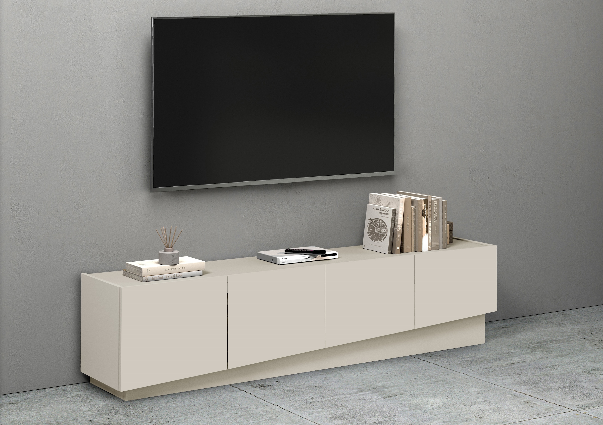 INOSIGN Lowboard »VELA, Lowboard, Breite 180 cm, Design mit schrägen Türen«, (1 St.), Made in Italy, Masse-B/T/H: 180x35x45, Lowboard, TV-Board, TV-Kommode