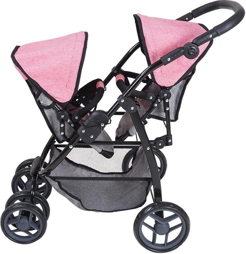 Knorrtoys® Puppen-Zwillingsbuggy »Milo - Jeans Grey«