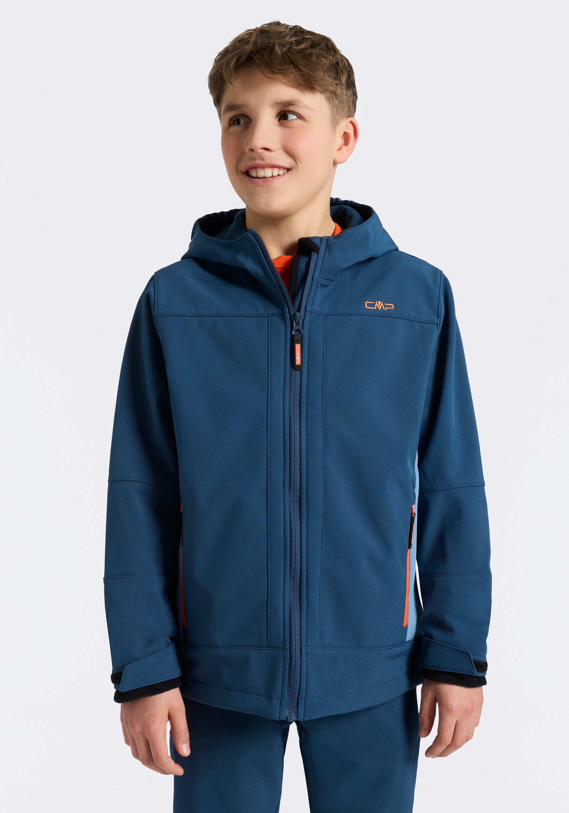 Cmp Midnight Softshelljacke "Kid Softshell Jacket Fix Hood" Mit Kapuze Wasserabweisend, Windabweisend, Mit Reissverschlusstaschen