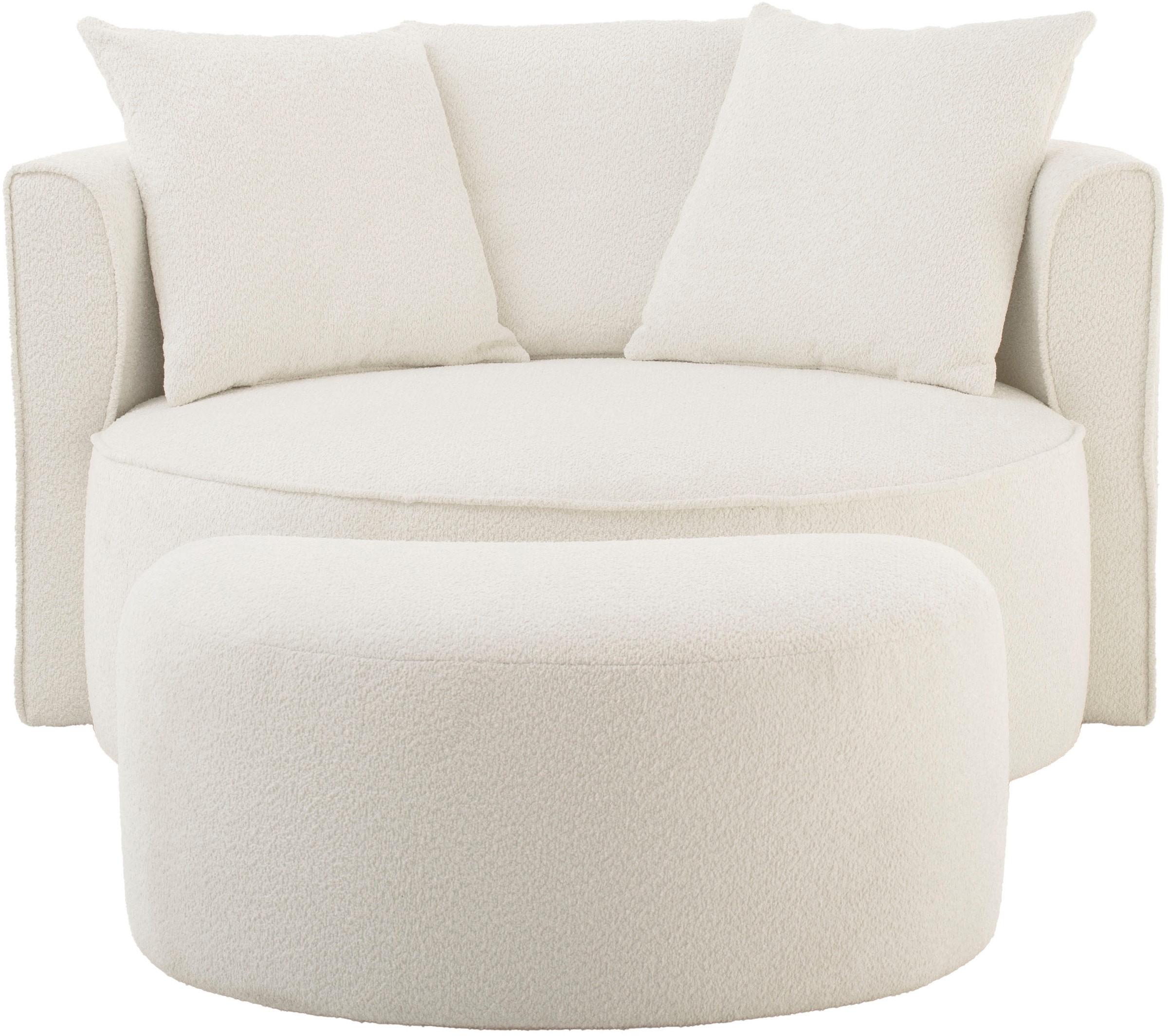 LeGer Home by Lena Gercke XXL-Sessel »Isalie, Rundsessel mit Hocker, Lesesessel, Loveseat, Big-Sessel«, (Set), trendige Stoffe, mit 3 Zierkissen, grosse Sitzfläche