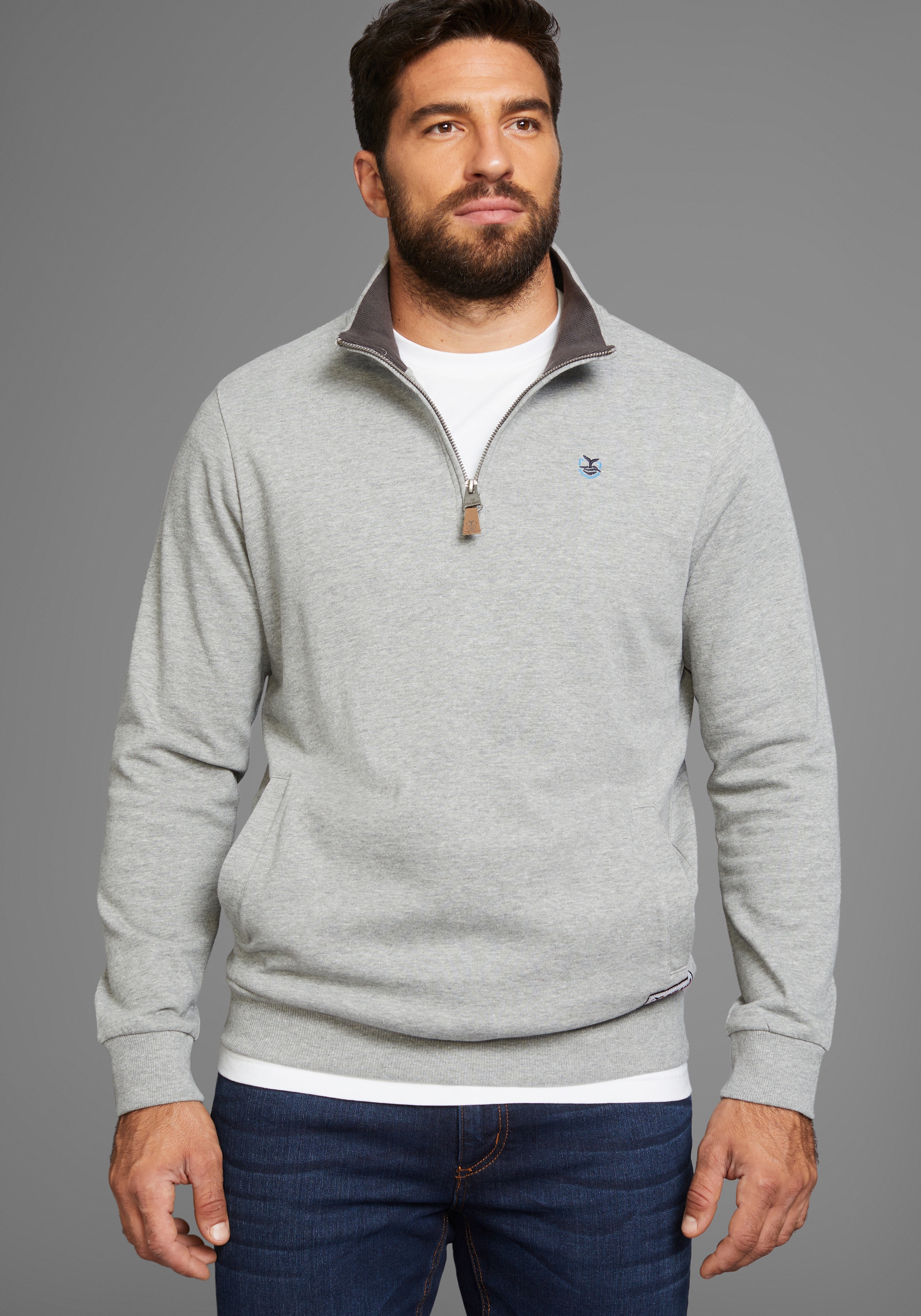 DELMAO Sweatshirt, mit Henley Kragen - NEUE KOLLEKTION