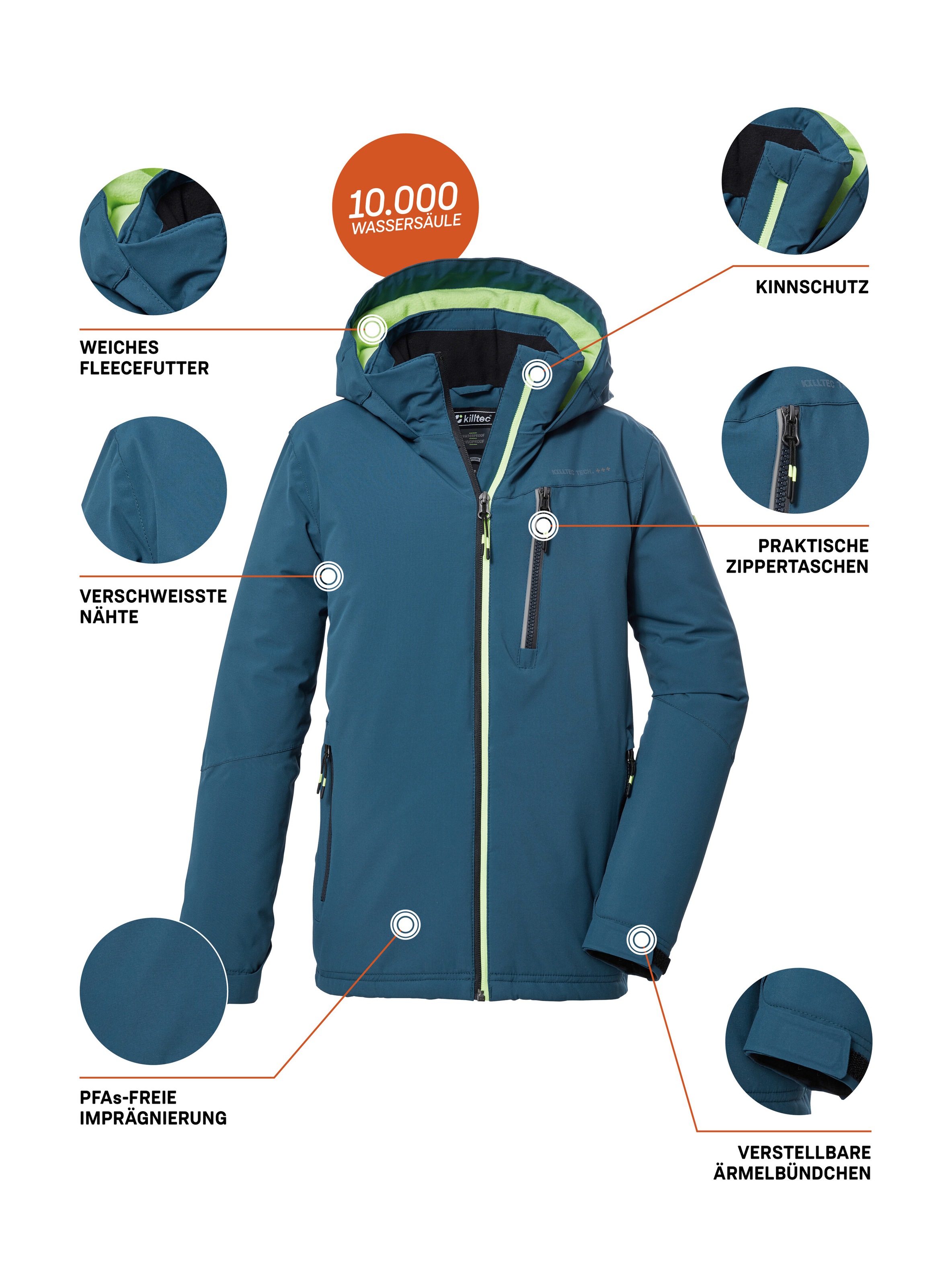 Killtec Outdoorjacke »KOW 159 BYS JCKT«, Wasser- und winddichte Kids Winterjacke mit Fleece-Futter