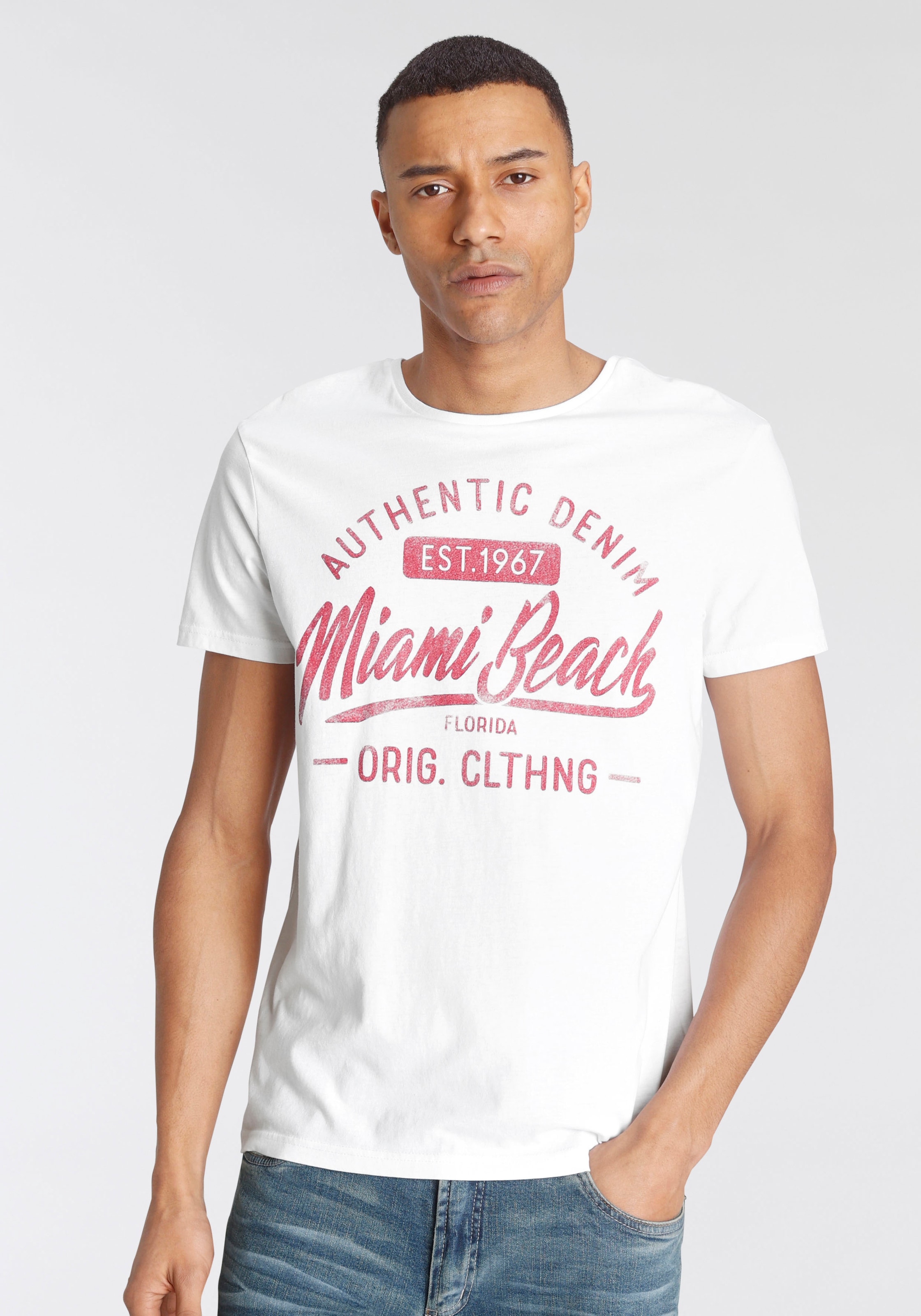 John Devin Rundhalsshirt, mit used Print kaufen