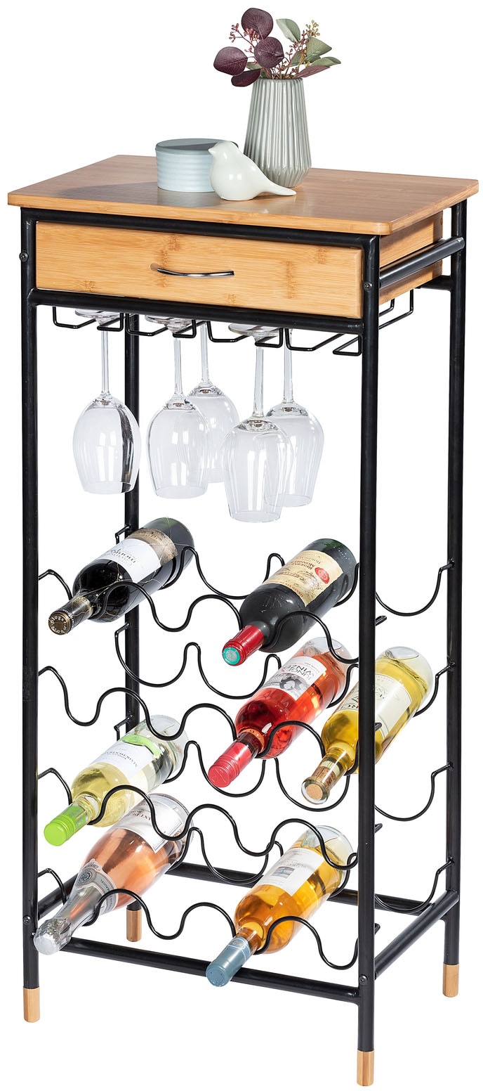 WENKO Weinflaschenhalter »Loft«, für 16 Flaschen, Metall in Kombination mit  Bambus, 1 Schublade online shoppen | Jelmoli-Versand