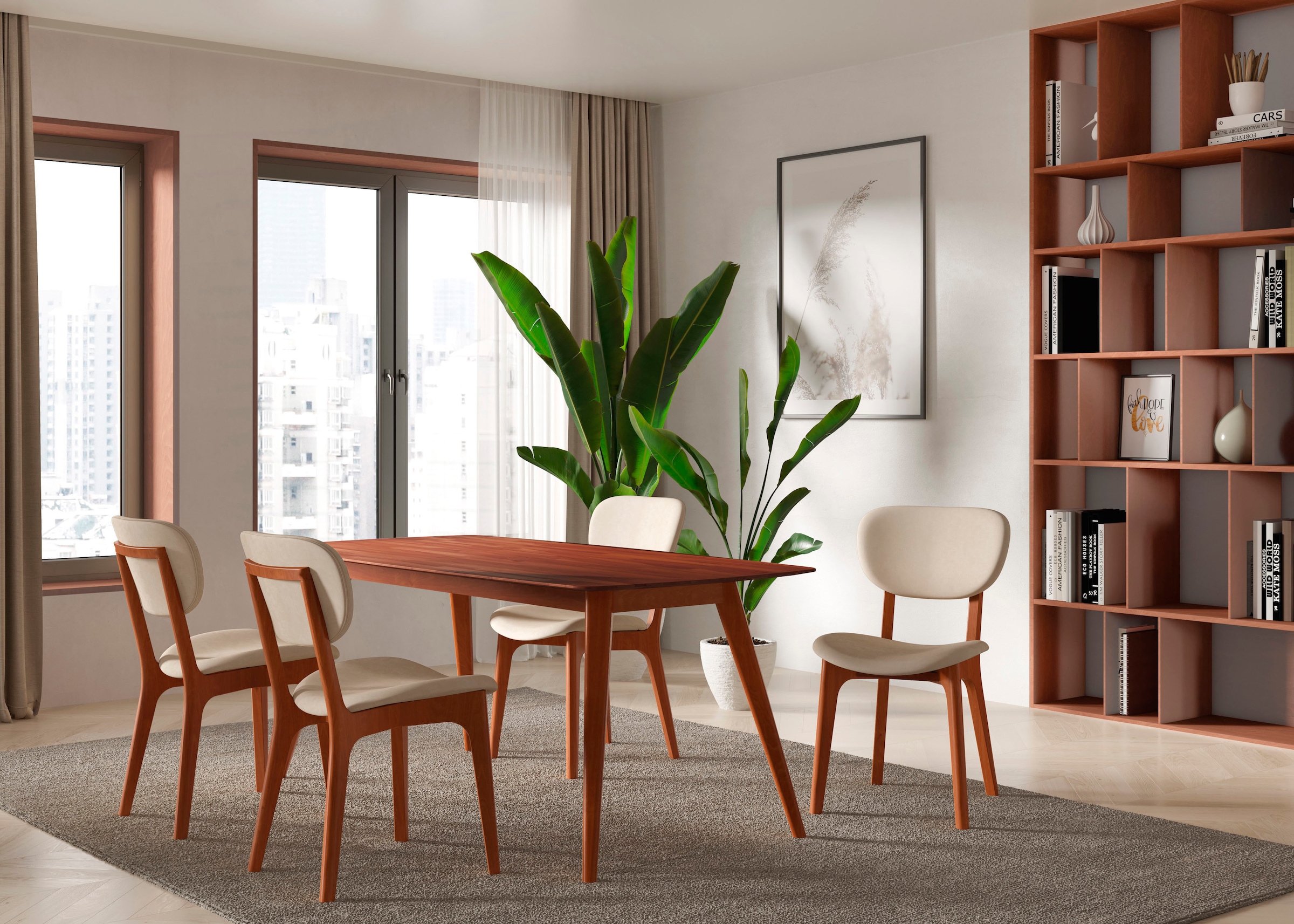 INOSIGN Stuhl »COZY Made in Italy«, (Set), 2 St., Microfaser, Gestell in Buche, Kirsch- oder Nussbaum, Massivholz, Design Stuhl