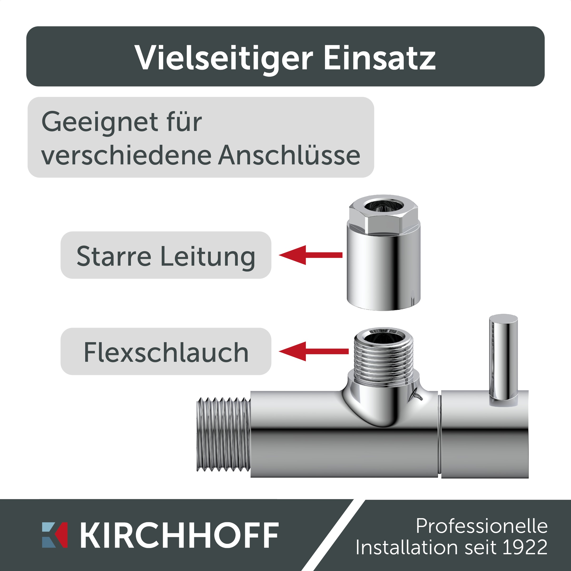 Kirchhoff Eckventil, Universal Eckventil mit Schnellverschluss, ½“