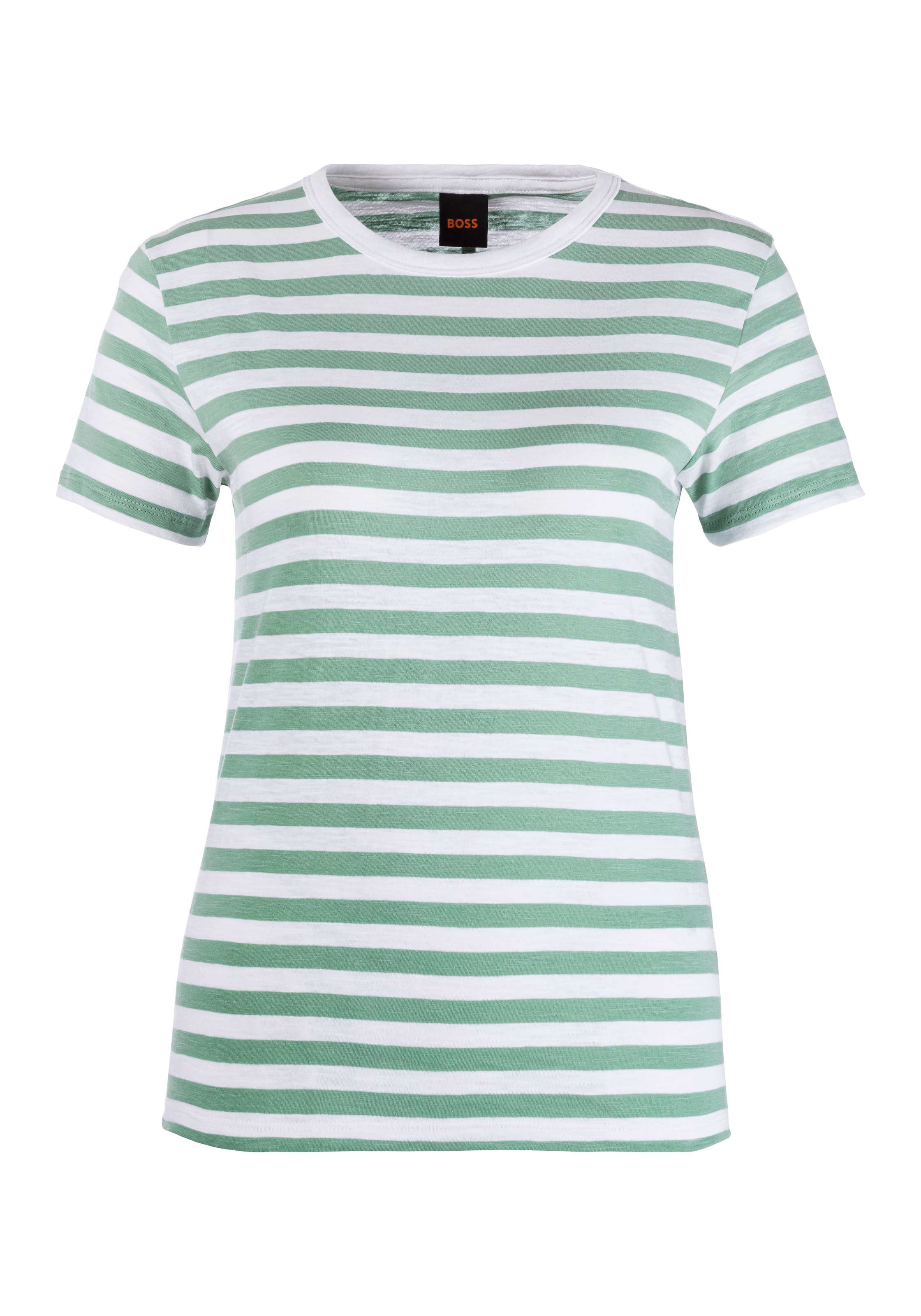 BOSS ORANGE T-Shirt »Esla Striped Premium Damenmode«, Premium Damenmode, im gestreiften Design