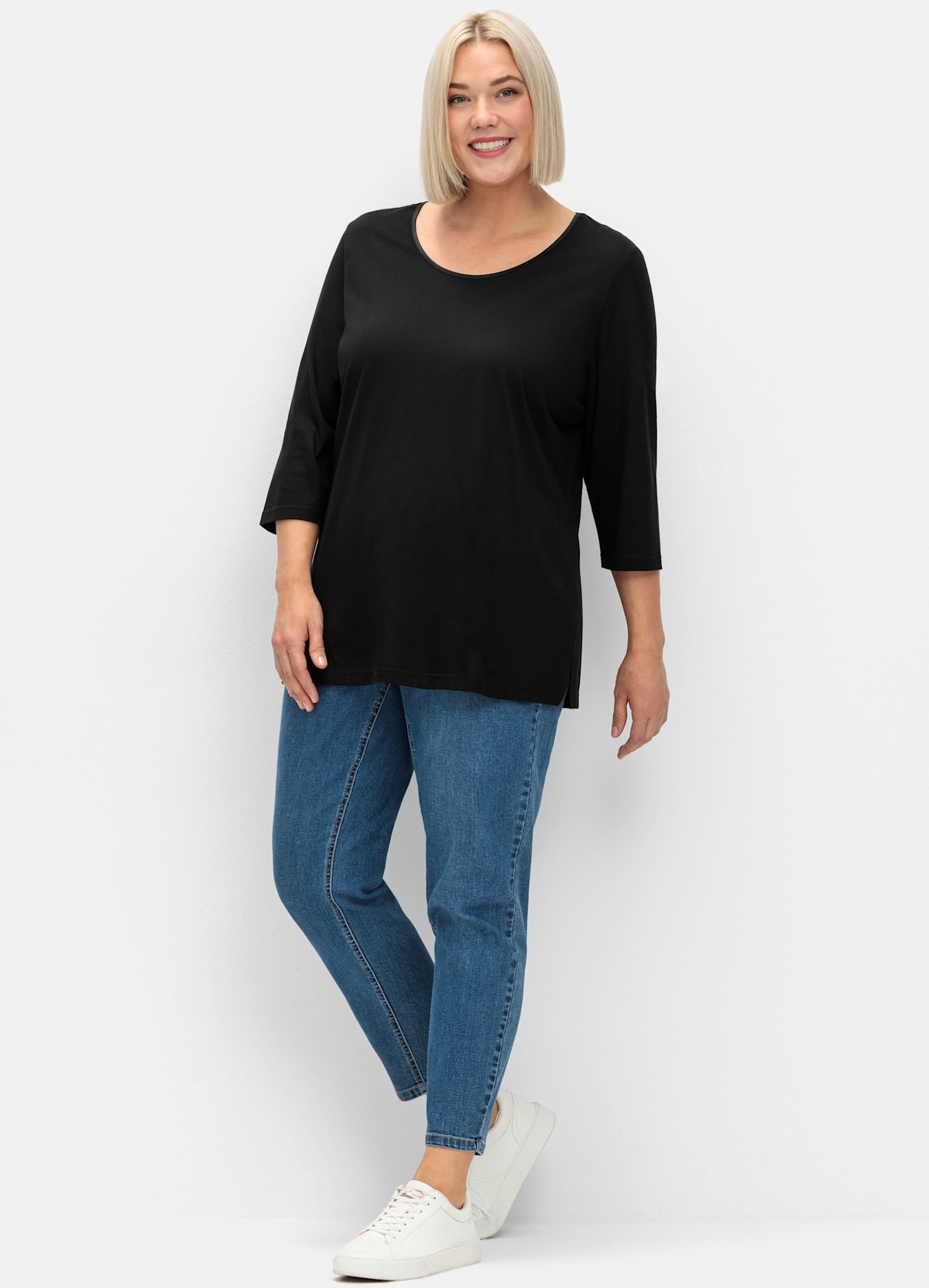 Sheego 3/4-Arm-Shirt »Rundhalsshirt«, (1 tlg.)