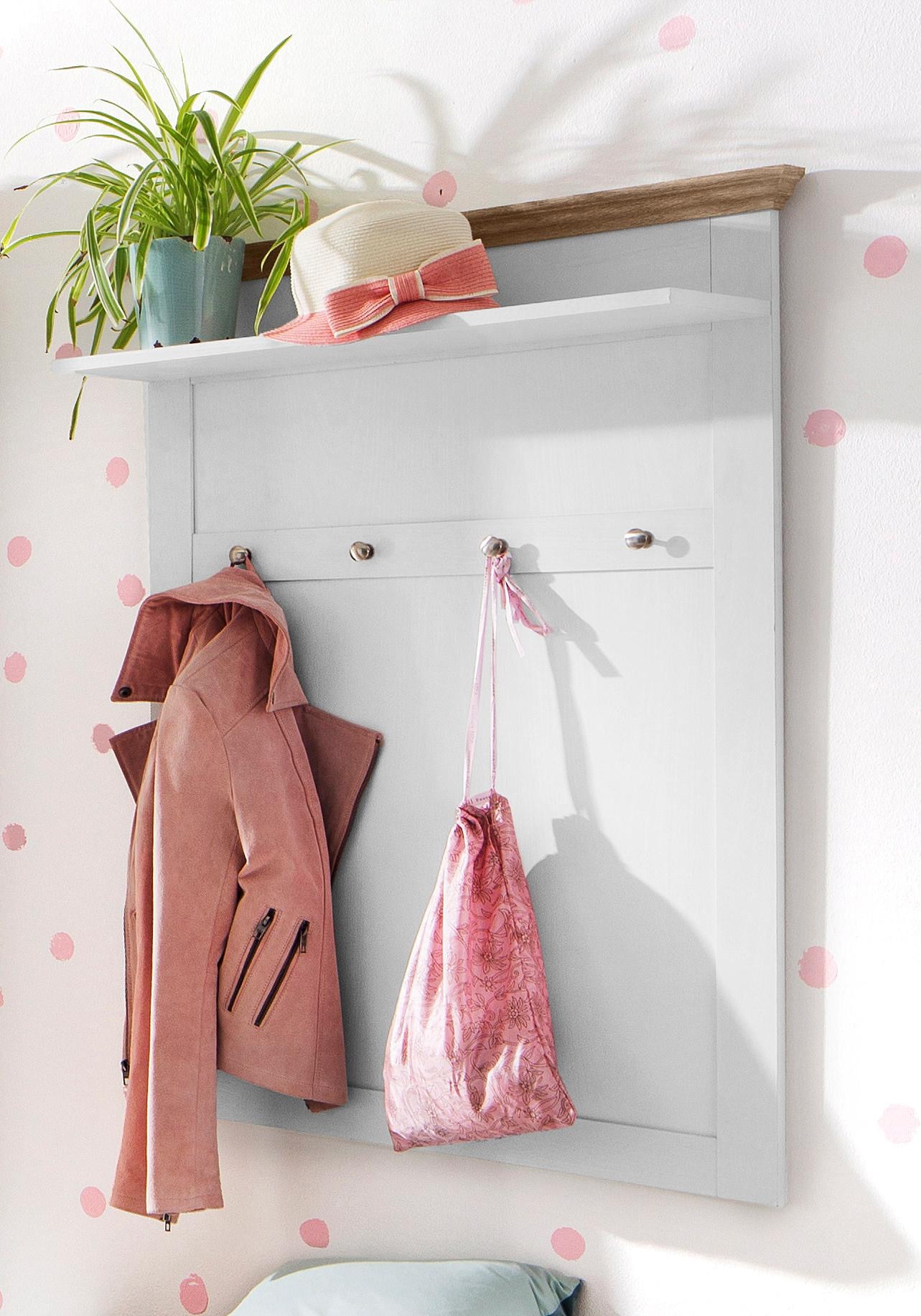 Home affaire Garderobenpaneel Jelmoli-Versand kaufen mit und vier | Holzoptik, schönen »Binz«, aus einer online Ablagefläche Haken einer