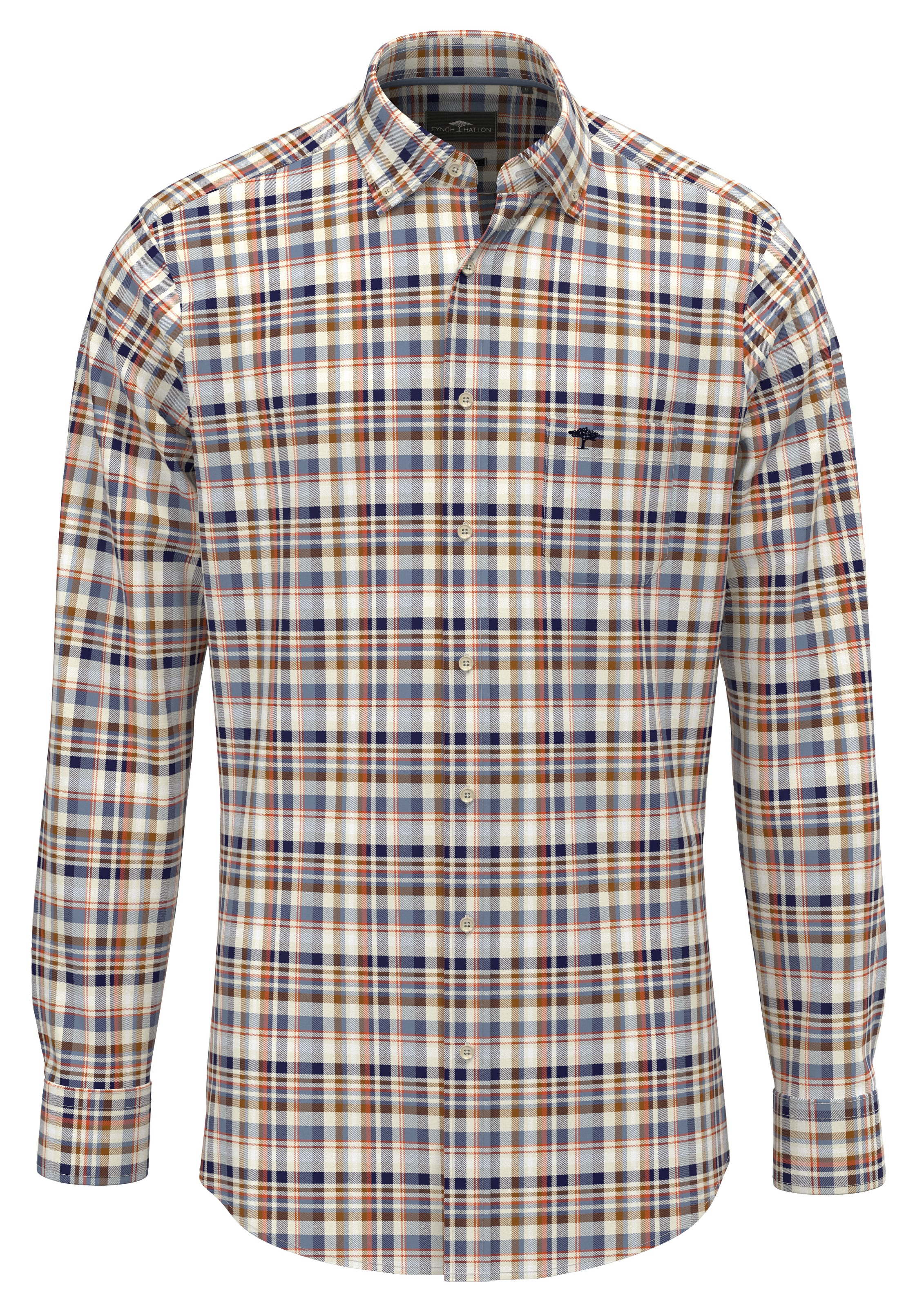 FYNCH-HATTON Langarmhemd casual, mit Karo Muster
