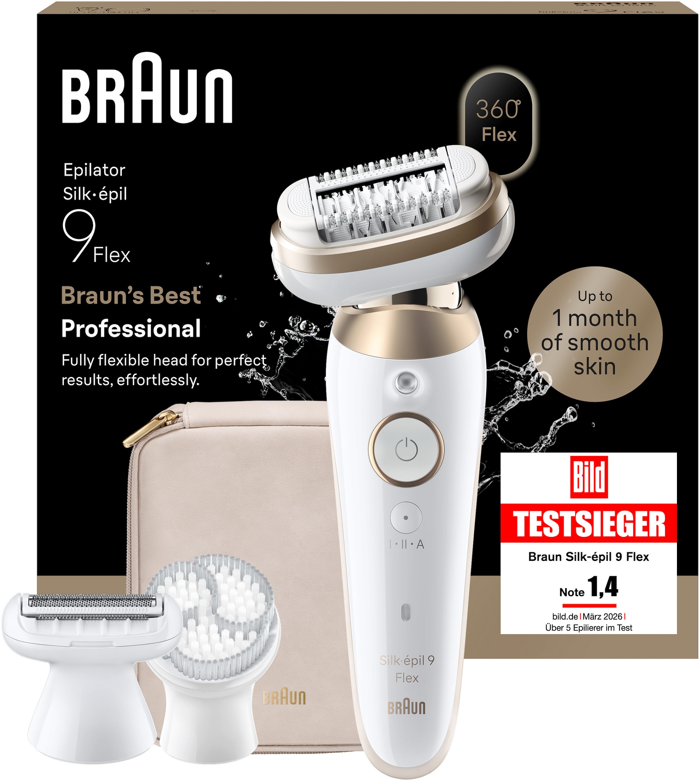 Braun Epilierer "Silk-épil 9 SES9-060 3D" 360 Flex, Wet & Dry, SmartLight, Rasieraufsatz, Trimmeraufsatz