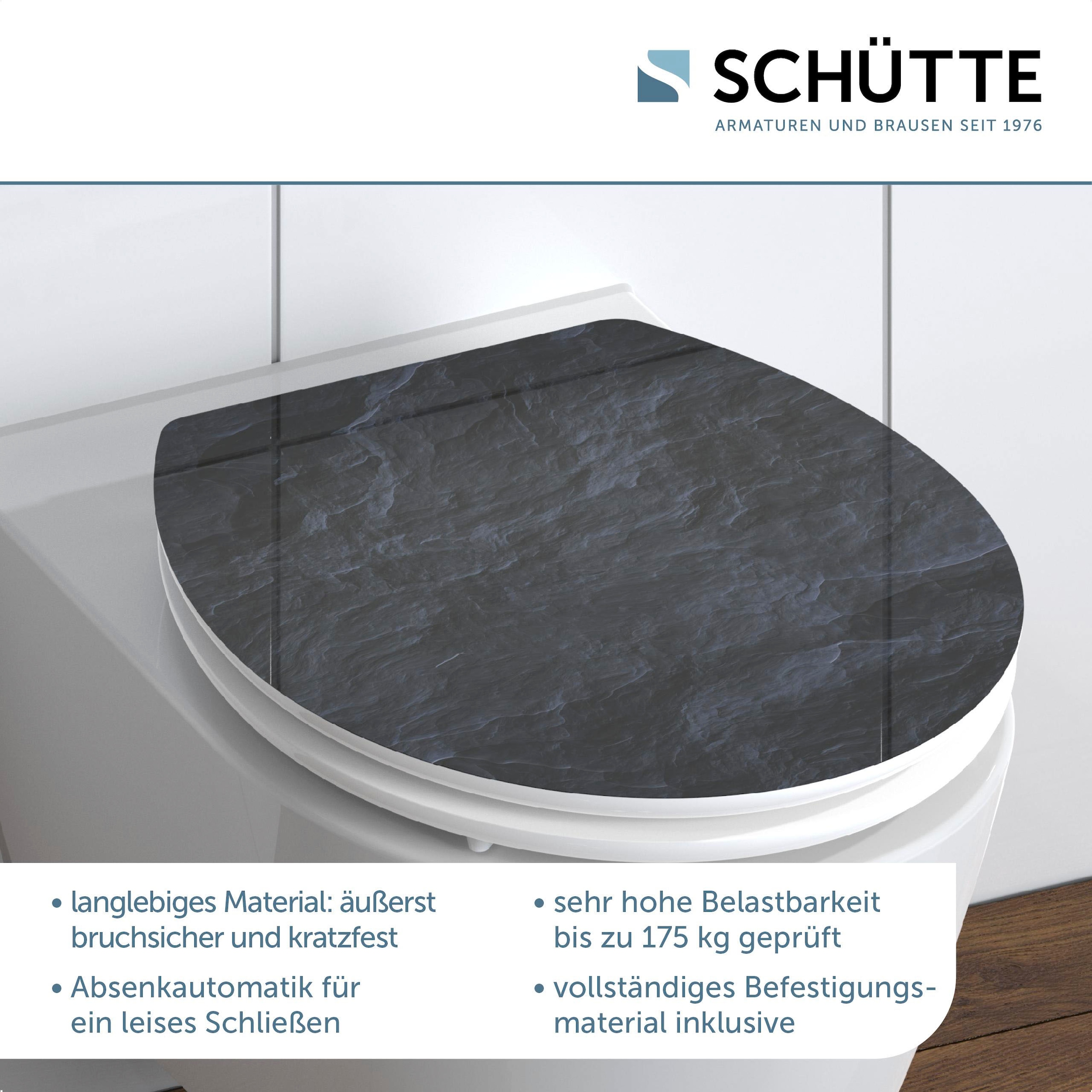 Schütte WC-Sitz »BLACK STONE«, High Gloss mit MDF Holzkern, mit Absenkautomatik