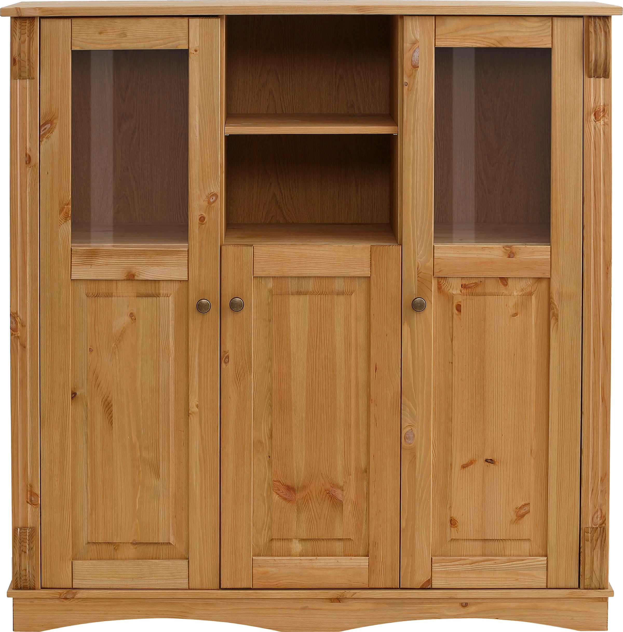 Home affaire Highboard »Teresa«, (Masse (B/T/H): 119/40/120 cm), Vitrine, Türen mit Glaseinsätzen, aus massiver Kiefer, FSC®