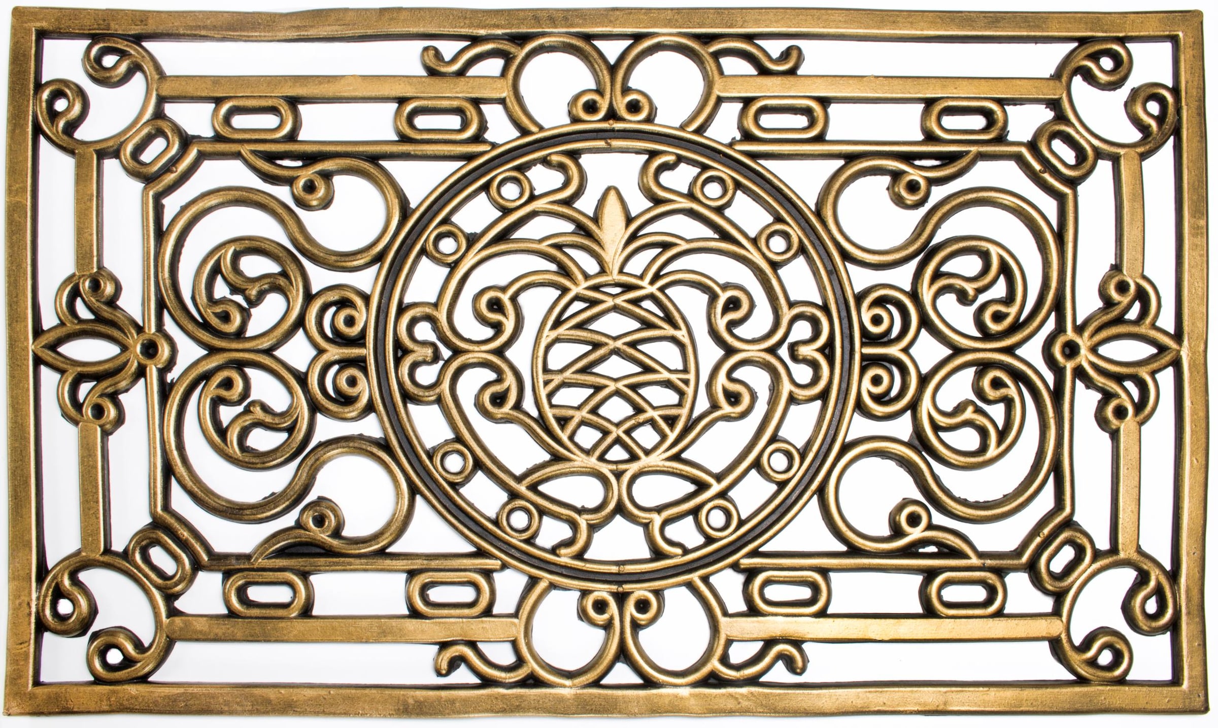 Andiamo, Fussmatte »Nabucco« rechteckig 10 mm Höhe Gummi-Fussabtreter, Gusseisen Optik, In- und Outdoor geeignet, goldfarben, Gummi, 10 mm