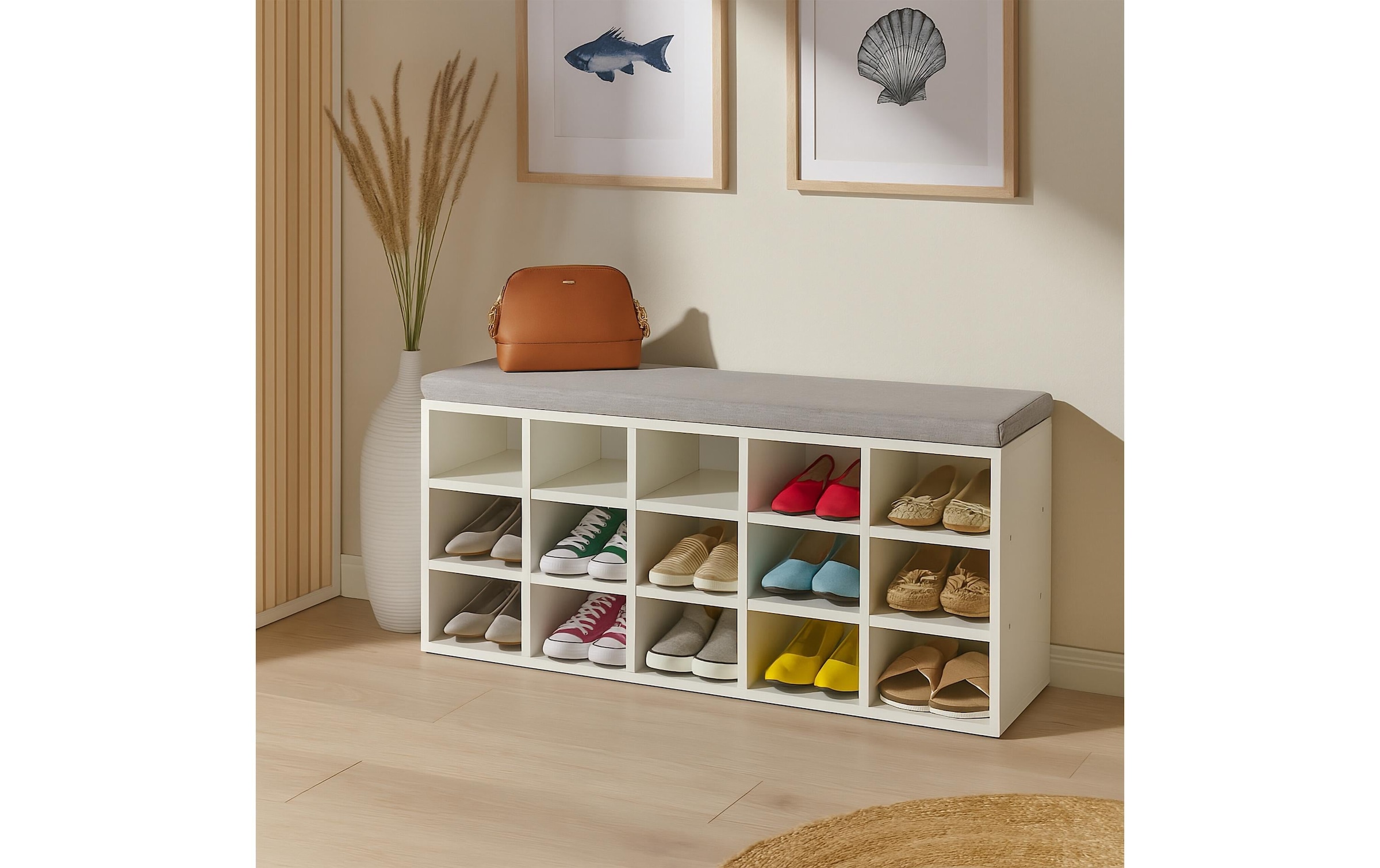 relaxdays Schuhschrank »mit Sitzfläche mit 15 Fächern«