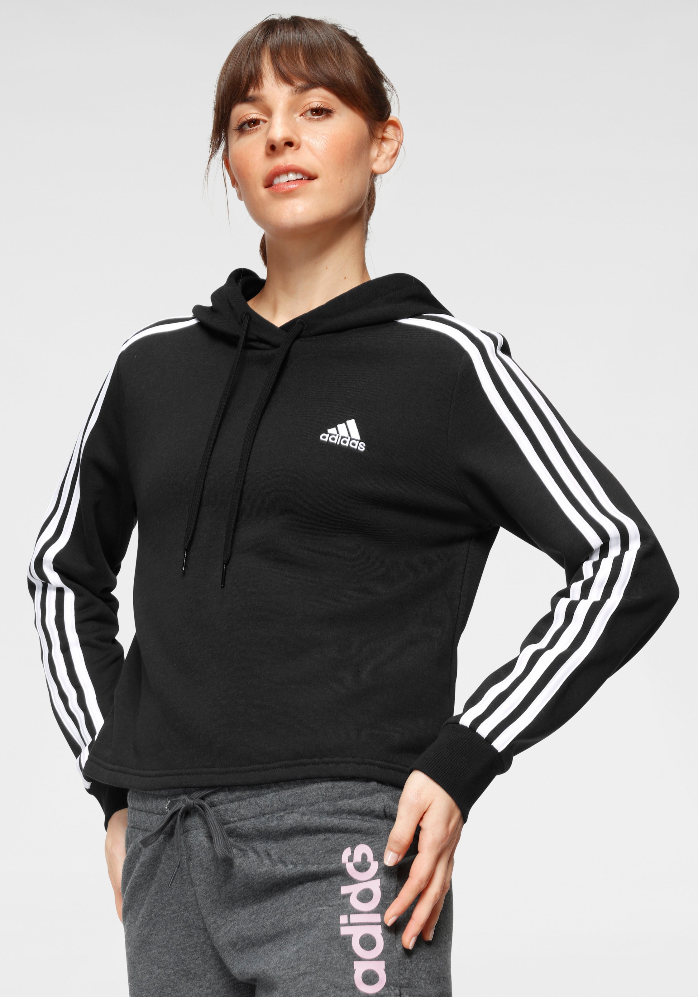 online adidas Schweiz bei Sportswear kaufen 3-STREIFEN Kapuzensweatshirt »ESSENTIALS HOODIE« CROPPED Jelmoli-Versand