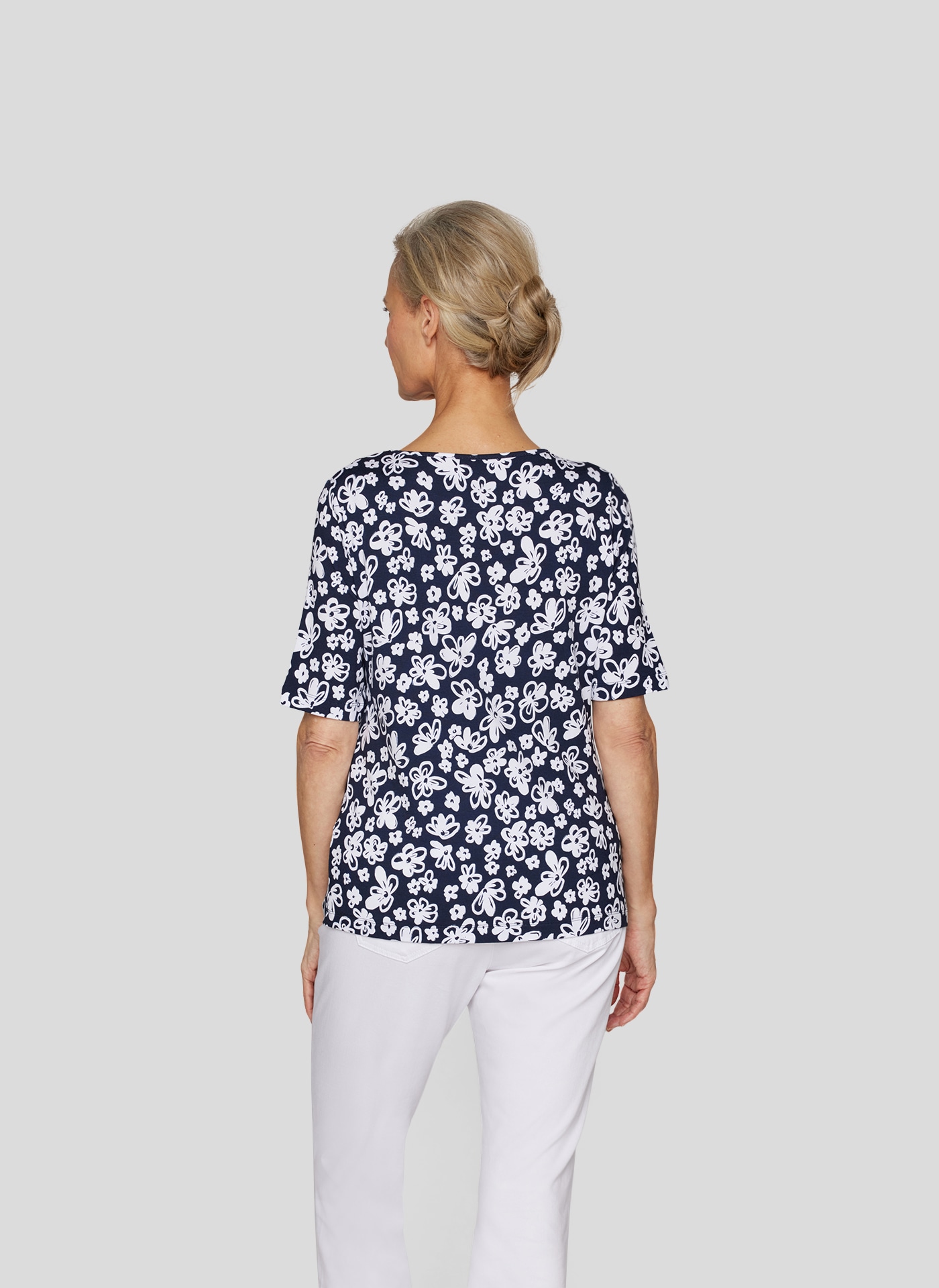 Rabe Rundhalsshirt, mit floralem Muster