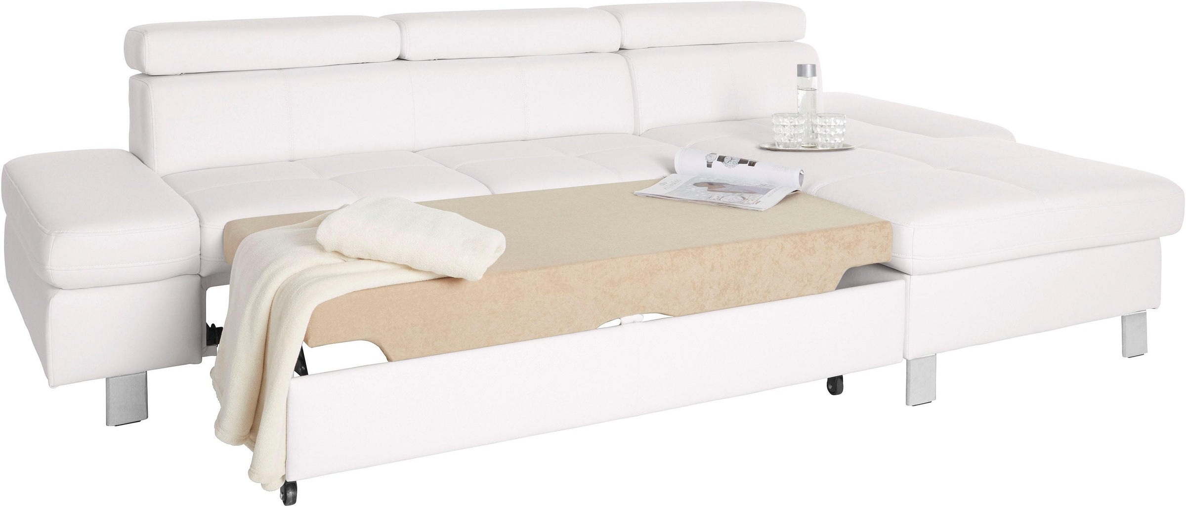 exxpo - sofa fashion Ecksofa »Fiji, hochwertige Detailverarbeitung im Sitz und Rücken, L-Form«, bequem durch Kopf- und Armteilverstellung, wahlweise mit Bettfunktion
