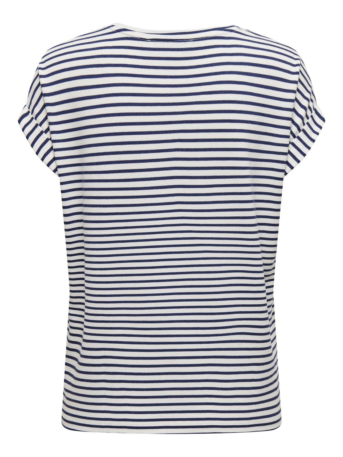 ONLY T-Shirt »ONLMOSTER – Kurzarmshirt mit Aufschlag für lässige Looks«, gestreift, lässig geschnitten, Jersey, Rundhals, Viskosemischung