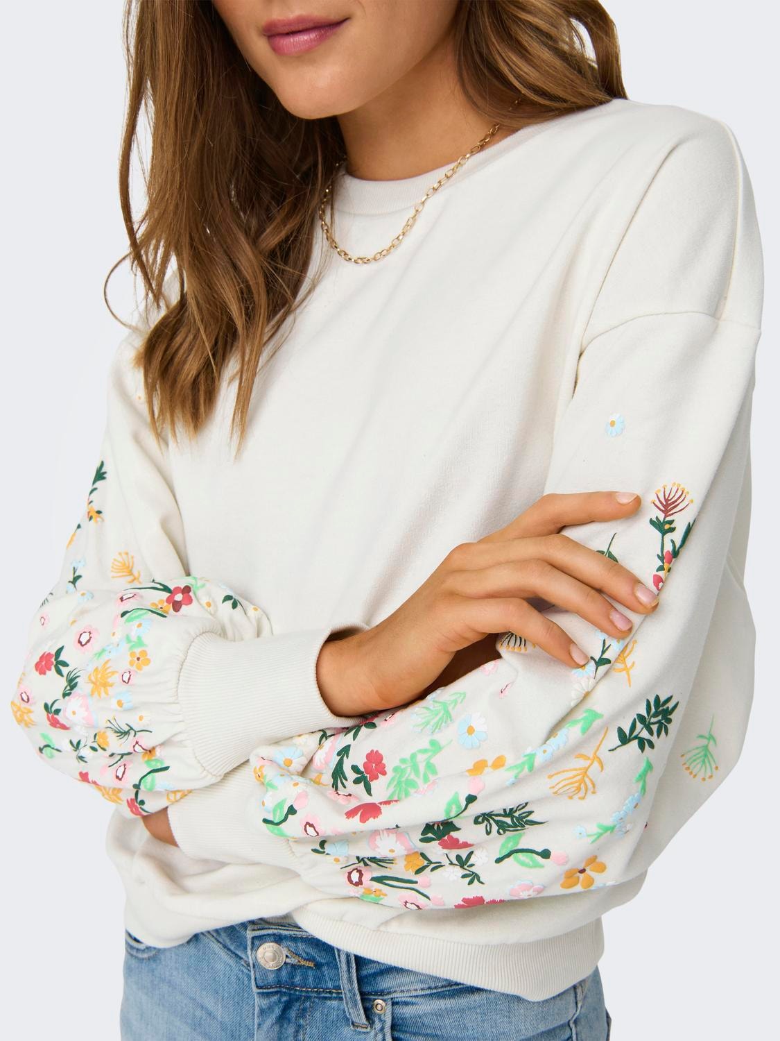 ONLY Sweatshirt »ONLBROOKE L/S O-NECK FLOWER SWT«