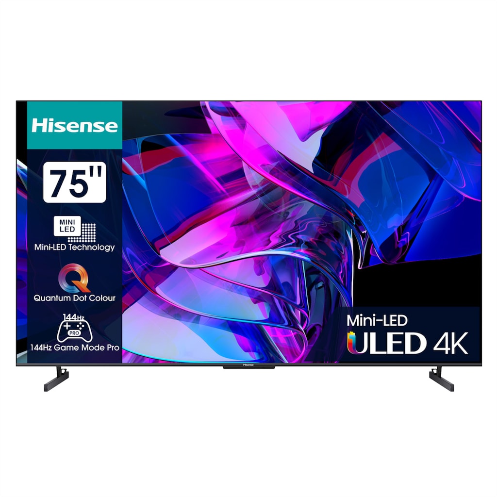 Hisense LED-Fernseher »Hisense TV 75U7KQ, 75", ULED 4K, Mini LED, 1000 Nit, 144 Hz«, 191 cm/75 Zoll