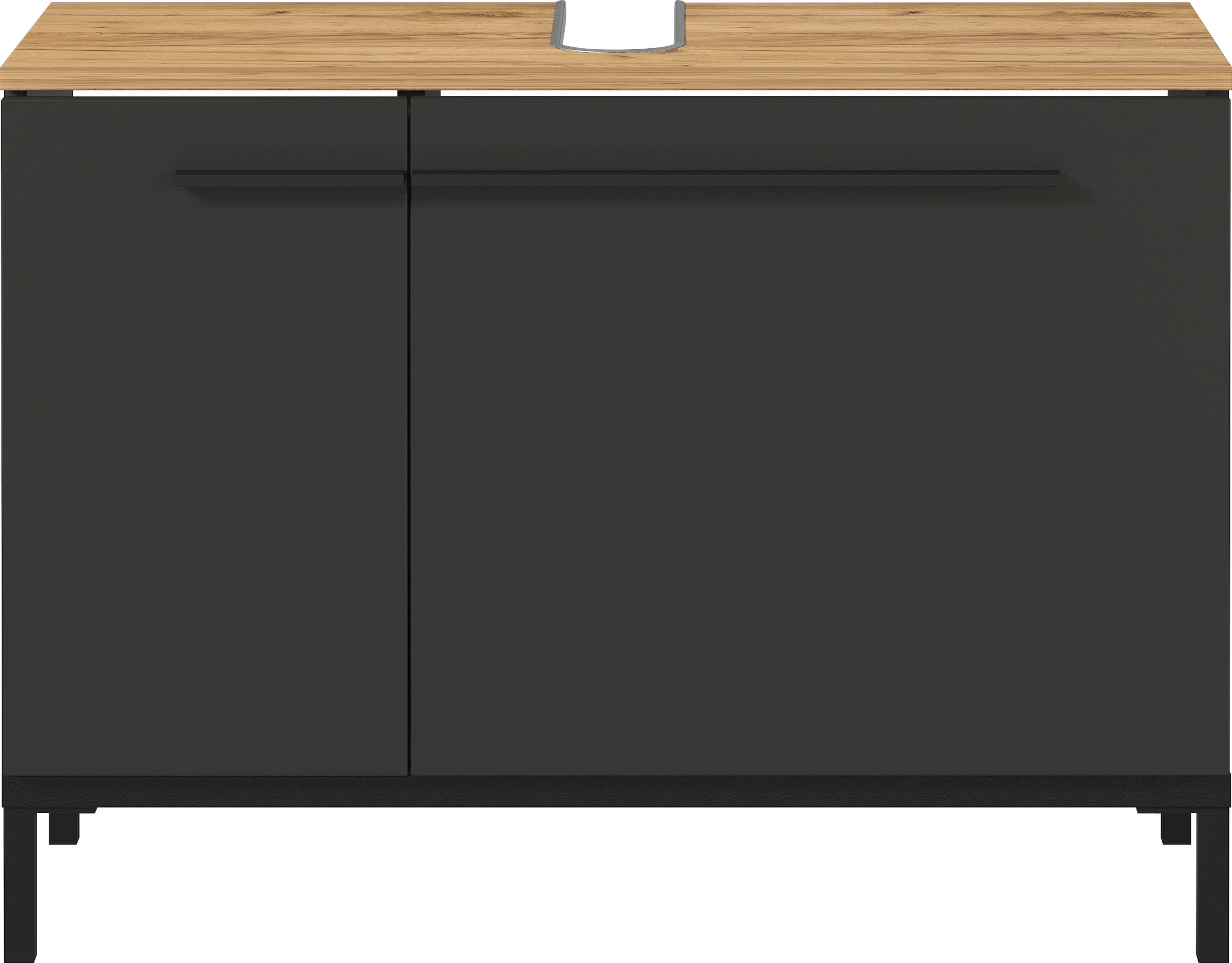 GERMANIA Waschbeckenunterschrank »Yonkers«, Hochwertige ABS-Kanten, Griffe & hohe Füsse aus Metall, Breite 80 cm