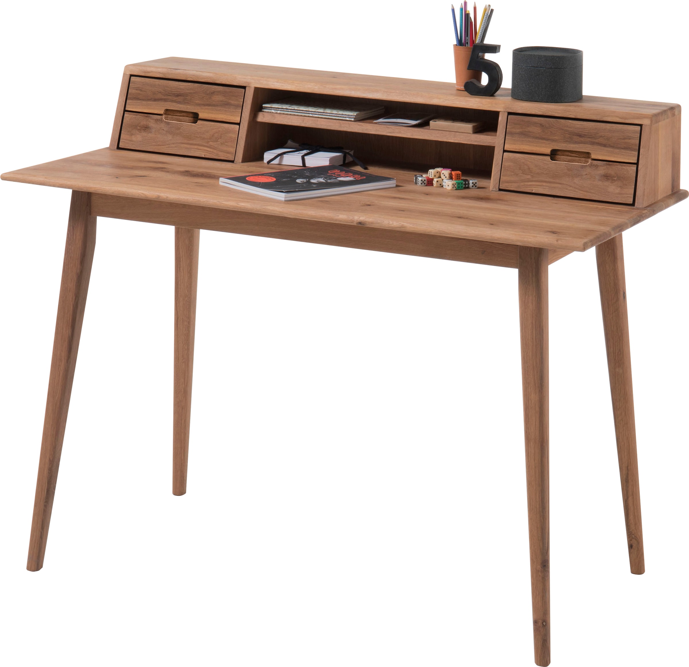 MCA furniture Schreibtisch »Melbourne«, Massivholz Asteiche geölt mit Schubladen, Breite 110 cm