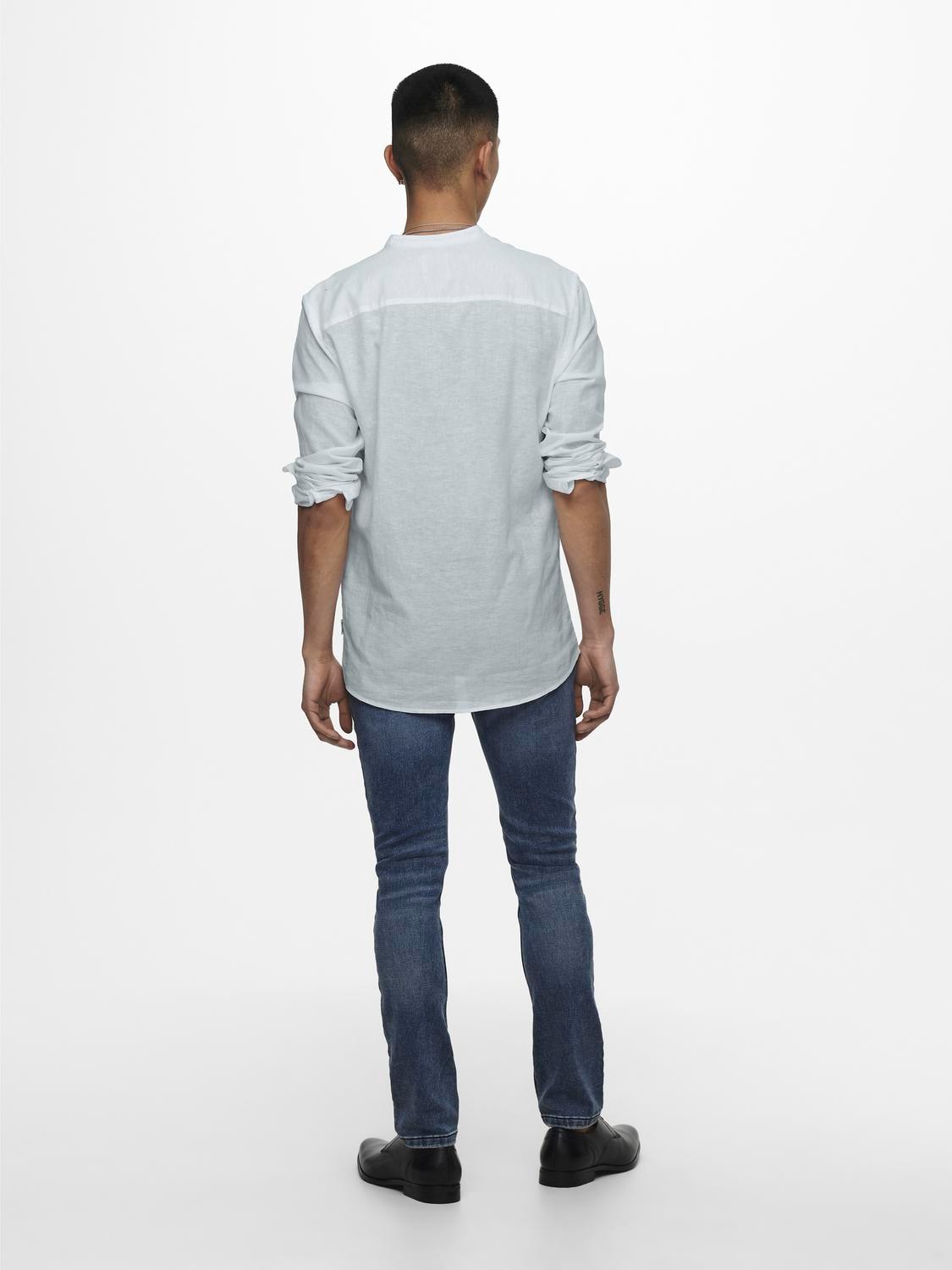 ONLY & SONS Langarmhemd »ONSCAIDEN LS SOLID LINEN MAO SHIRT NOOS«