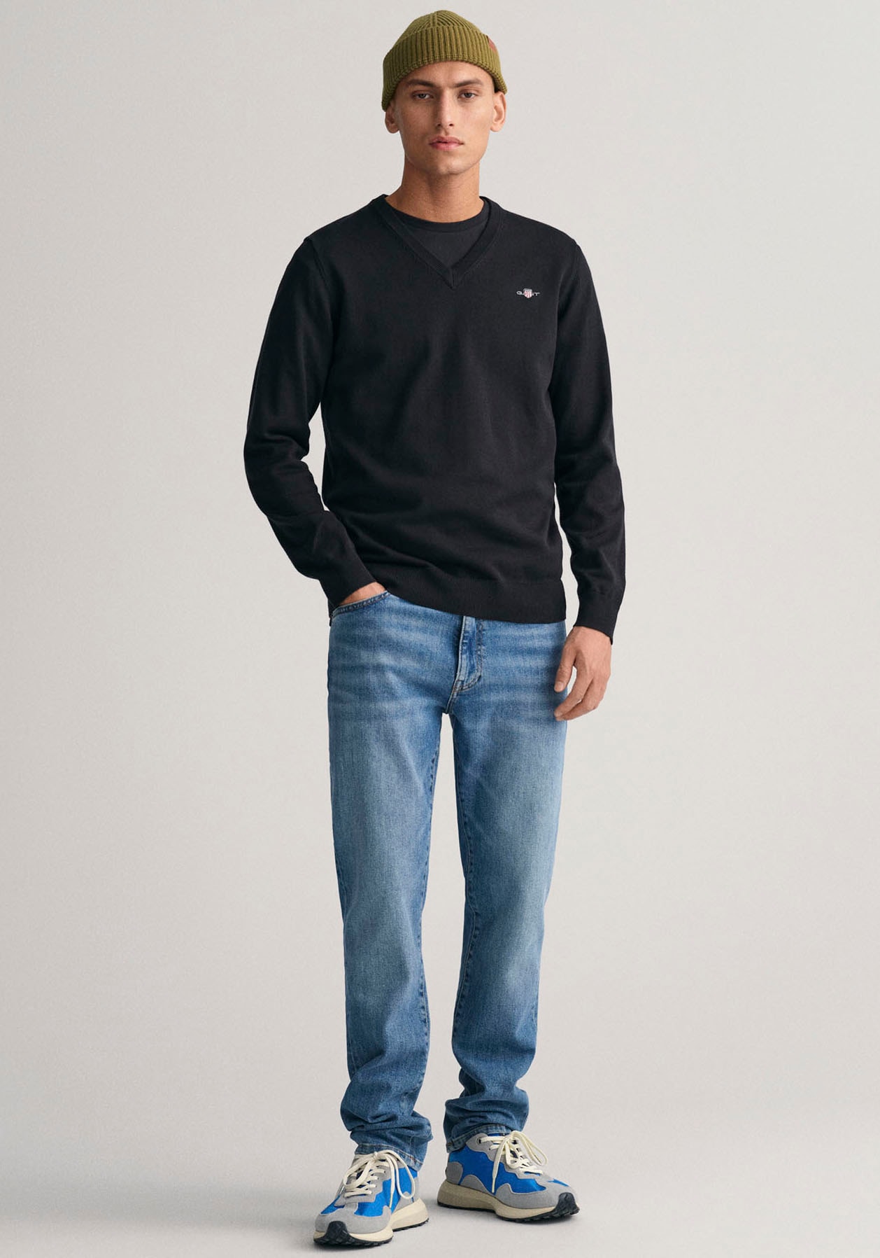 Gant V-Ausschnitt-Pullover »Classic Cotton V-Neck«, Premium Strickjersey aus weicher 100% Baumwolle, Übergangspullover