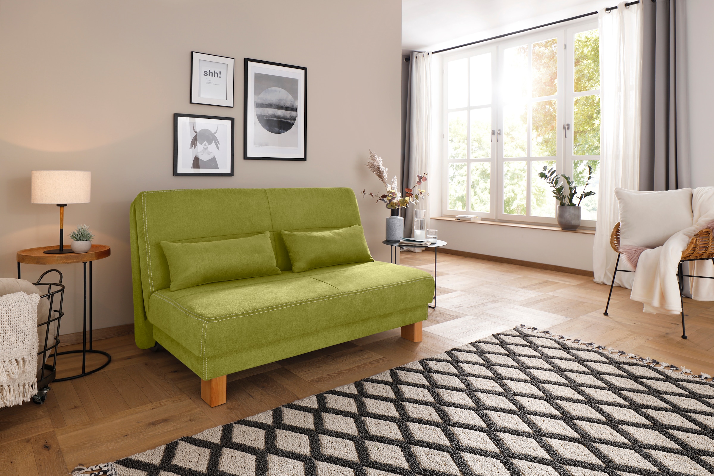 Home affaire Schlafsofa »Gina«, vom Sofa zum Bett mit einem Handgriff, in 4 Breiten, Nierenkissen