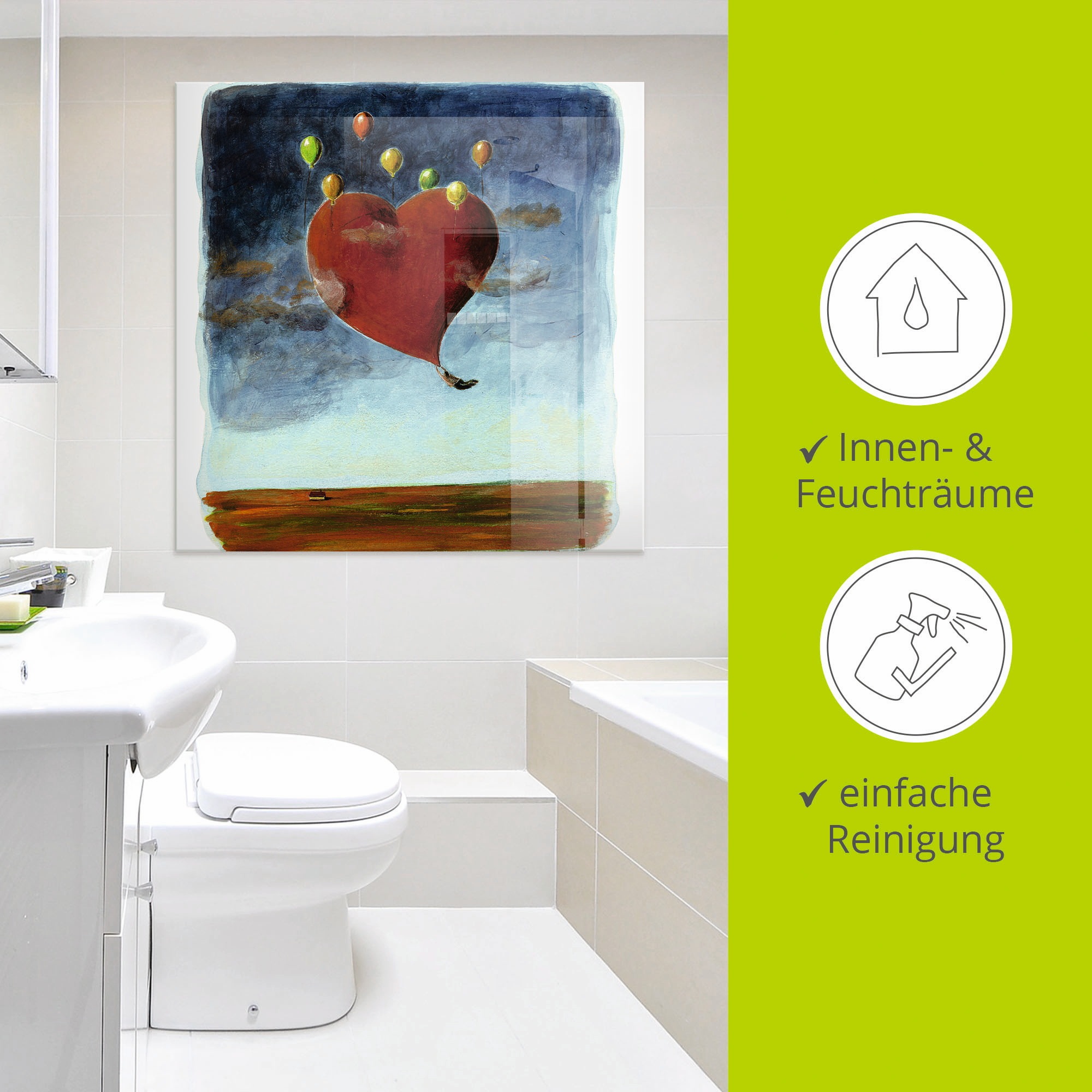 Artland Glasbild »Fliegendes Herz«, Herzen, (1 St.), in verschiedenen Grössen