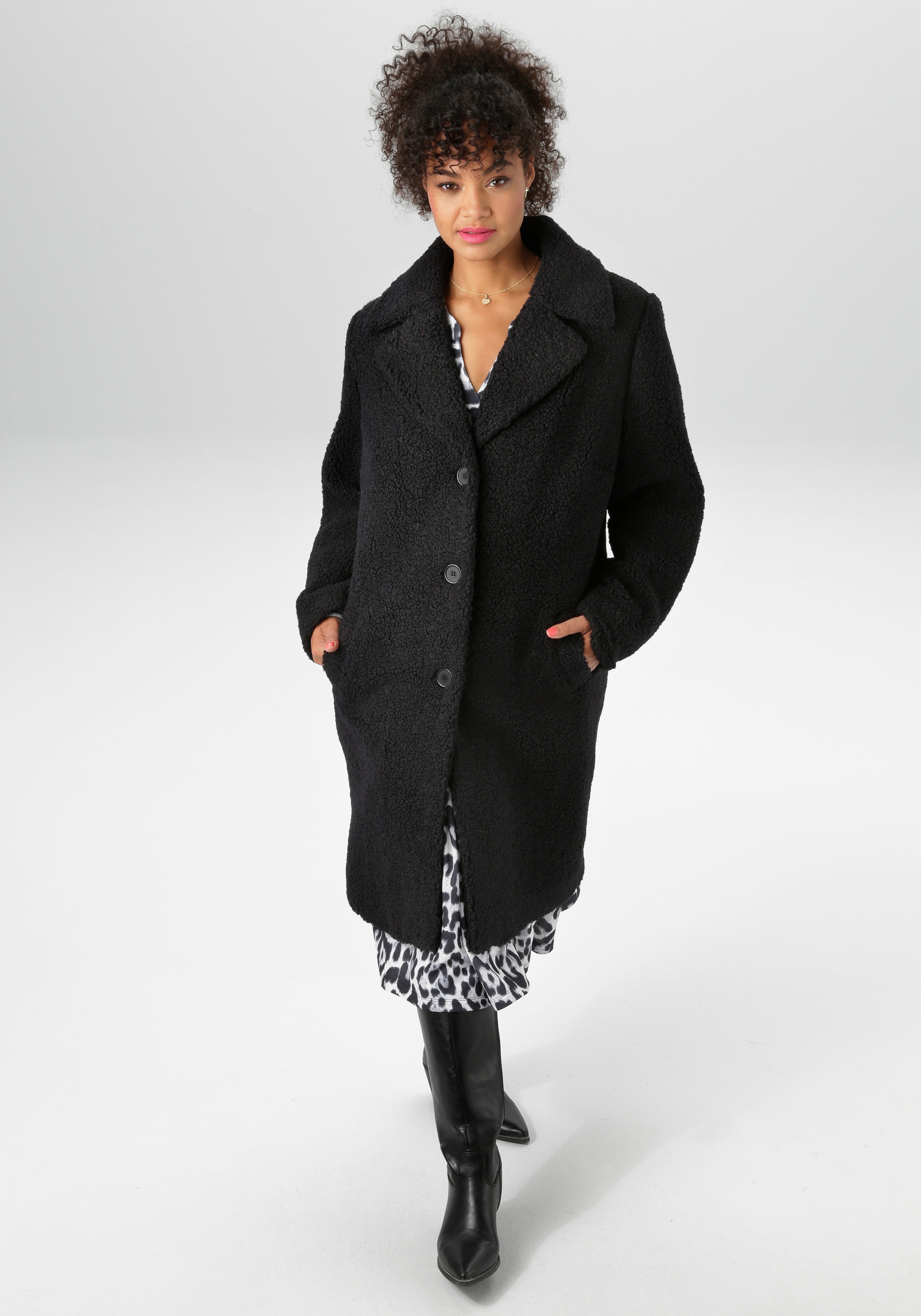 Aniston PLUS Fellimitatjacke in Plüsch-Optik