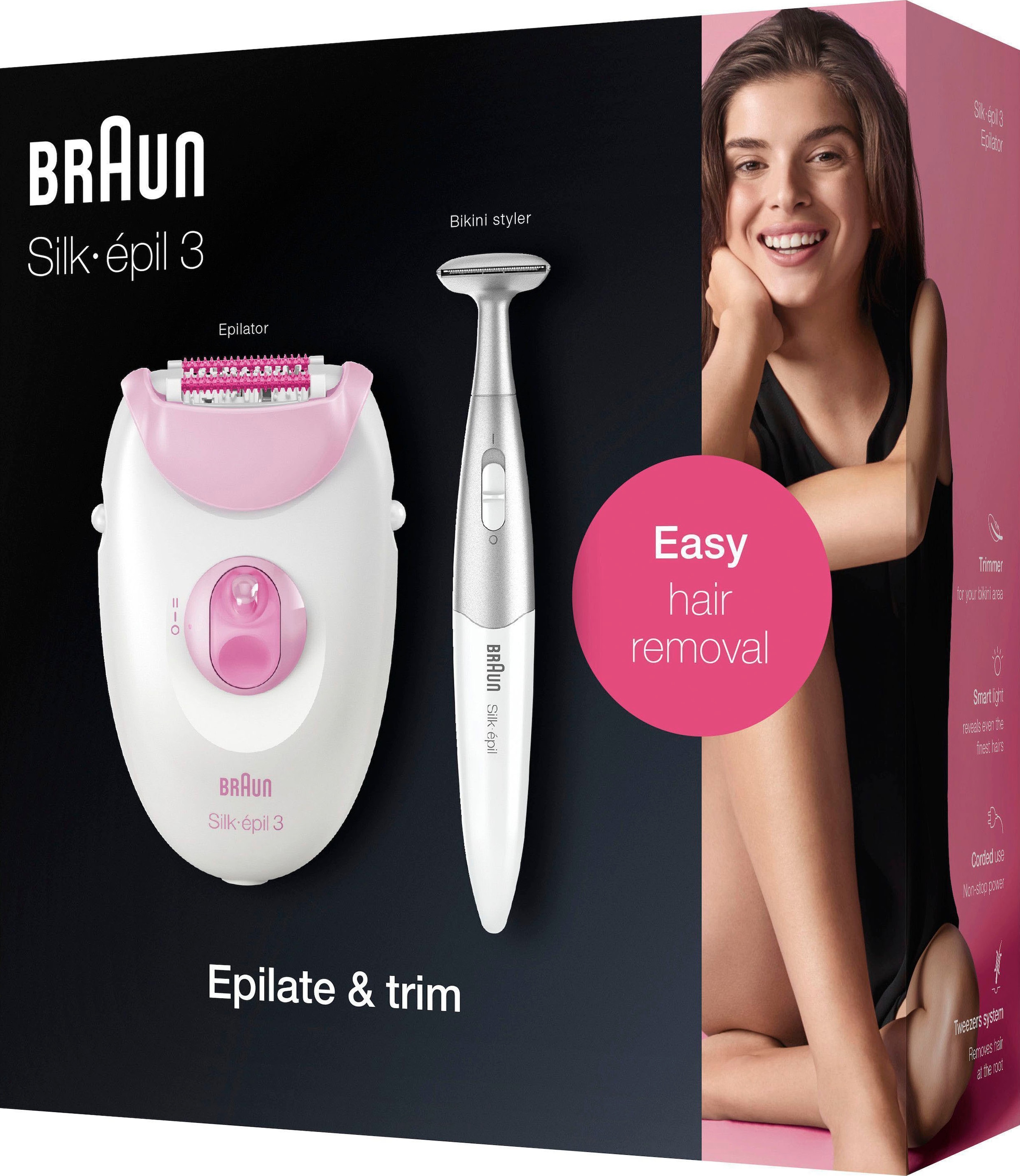 ❤ Braun Epilierer 3 Jelmoli-Online »Silk-épil mit 3-321«, Shop Smartlight-Technologie, kaufen im den Massagerollen