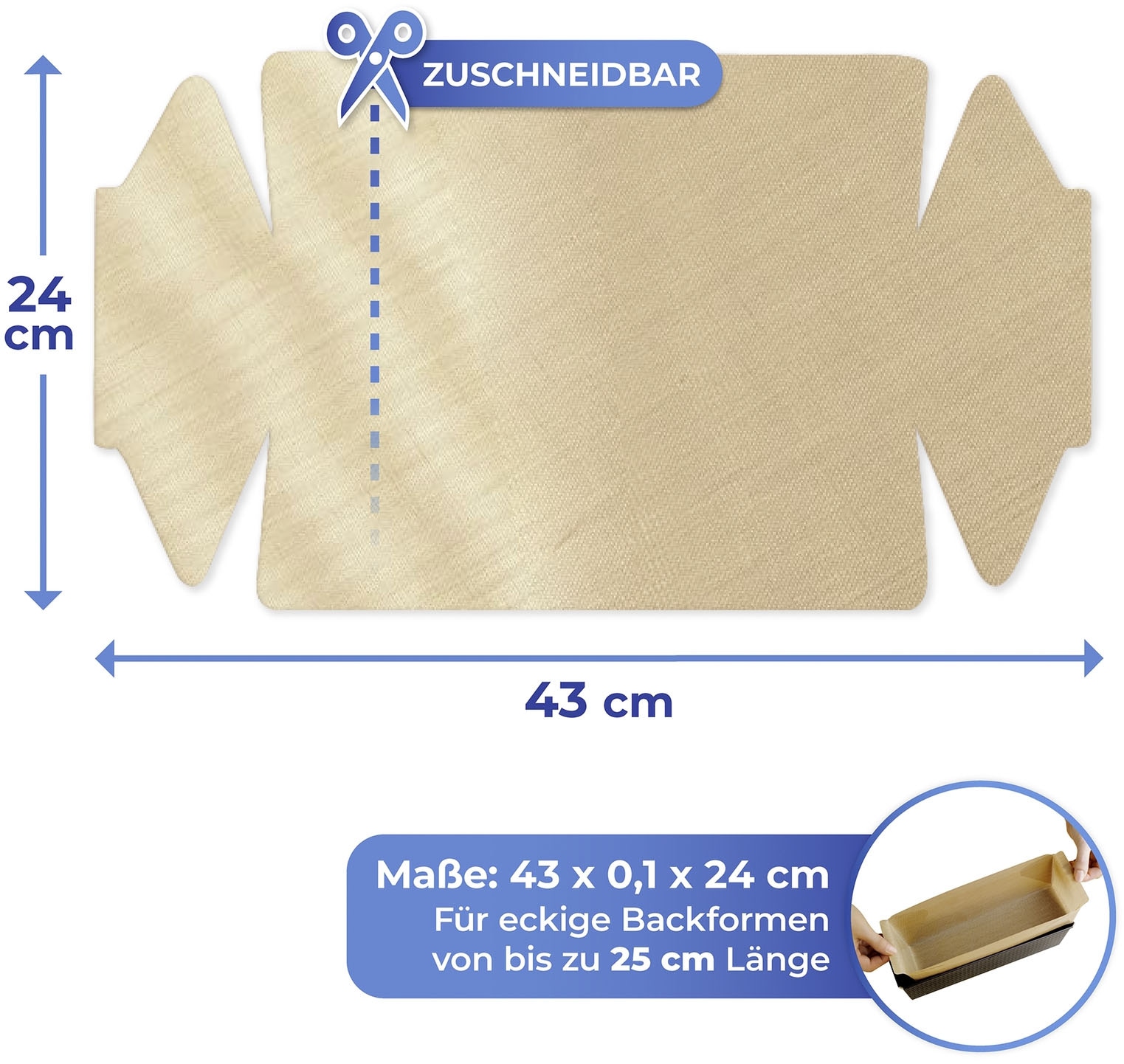 Maximex Backpapier »Antihaft-Backform-Zuschnitt«, mit Antihaft-Beschichtung, Set bestehend aus 1x rund, 1x eckig