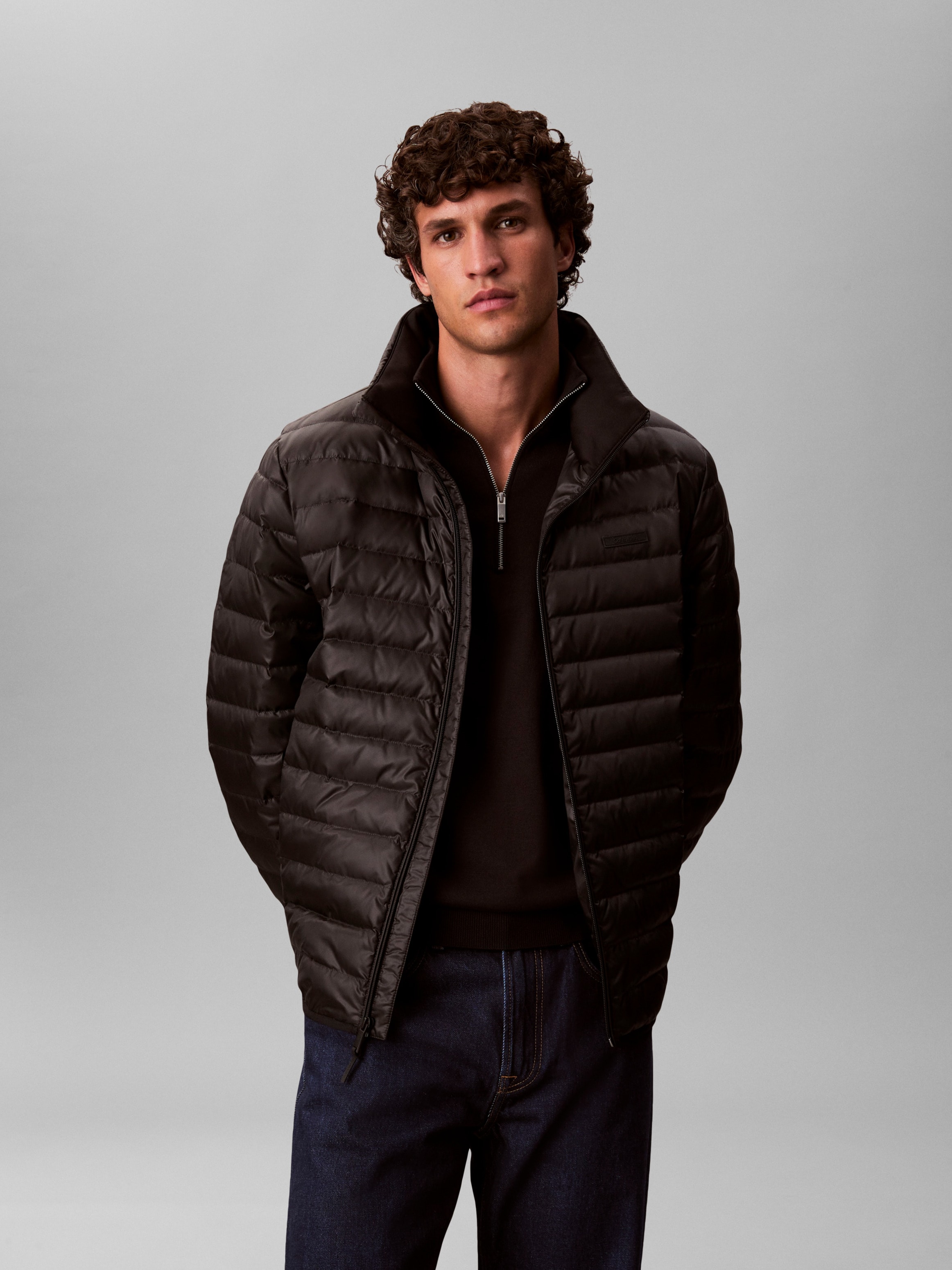 Calvin Klein Steppjacke »LS LT WT NYLN CHNNLD« ohne Kapuze Mit Rundhalsausschnitt