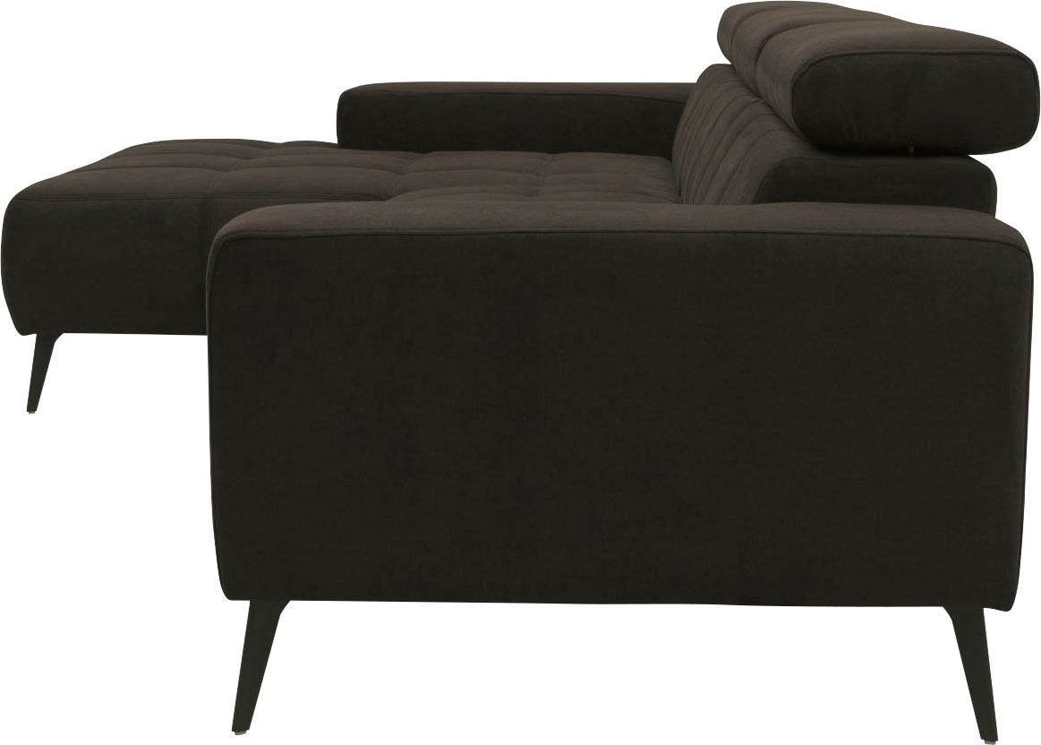 DOMO collection Ecksofa »Trento L-Form, mit Kufenfuss oder Einzelfuss«, wahlweise mit Kopfteilverstellung, Recamiere links/rechts bestellbar