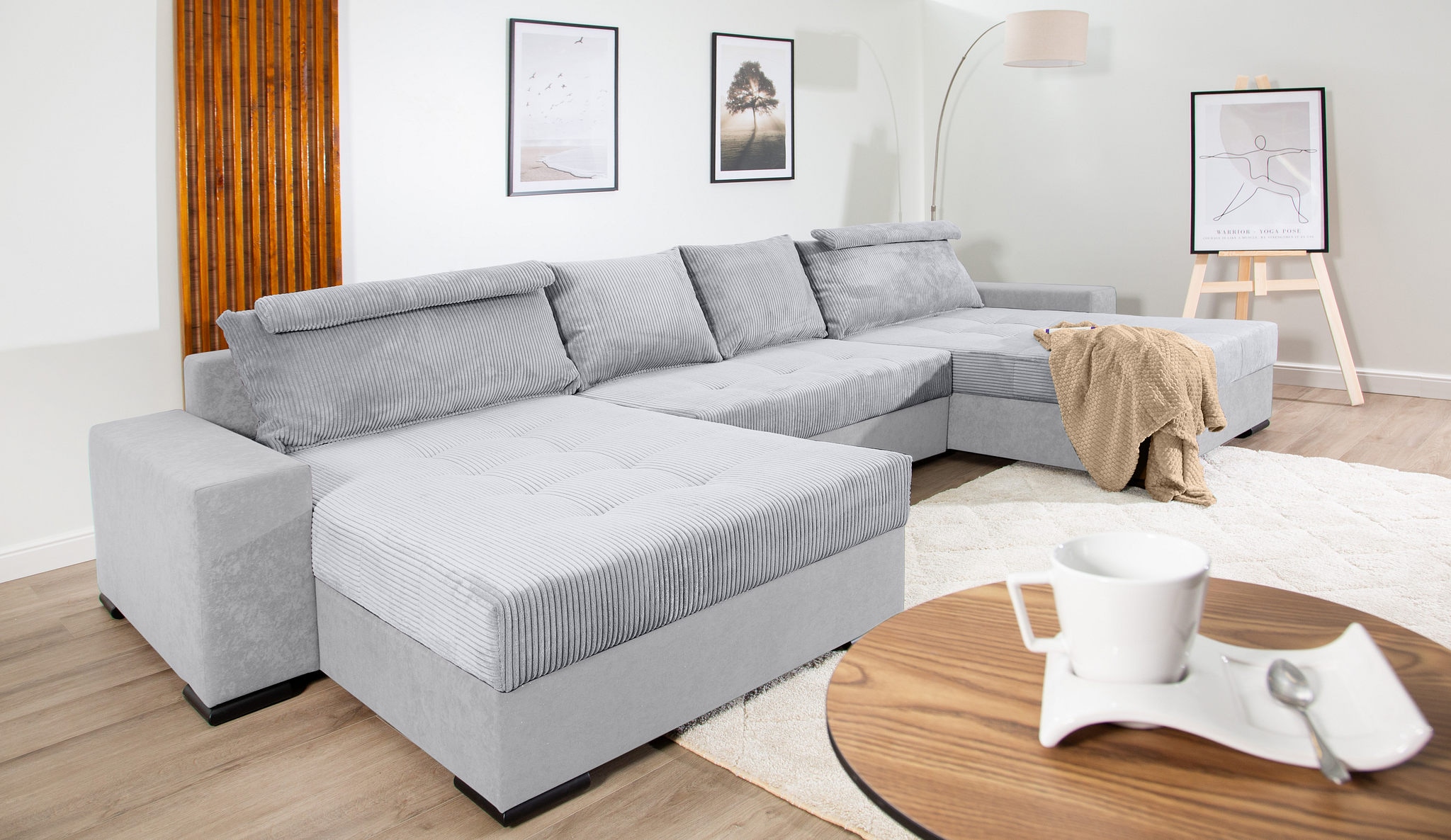 COLLECTION AB Wohnlandschaft »XXXL-Josy Relax U-Form Breite 352 cm, mit 2 gleich grossen Recamieren«, inkl. Bettfunktion, Bettkasten, mit 4 Rückenkissen in zwei Grössen